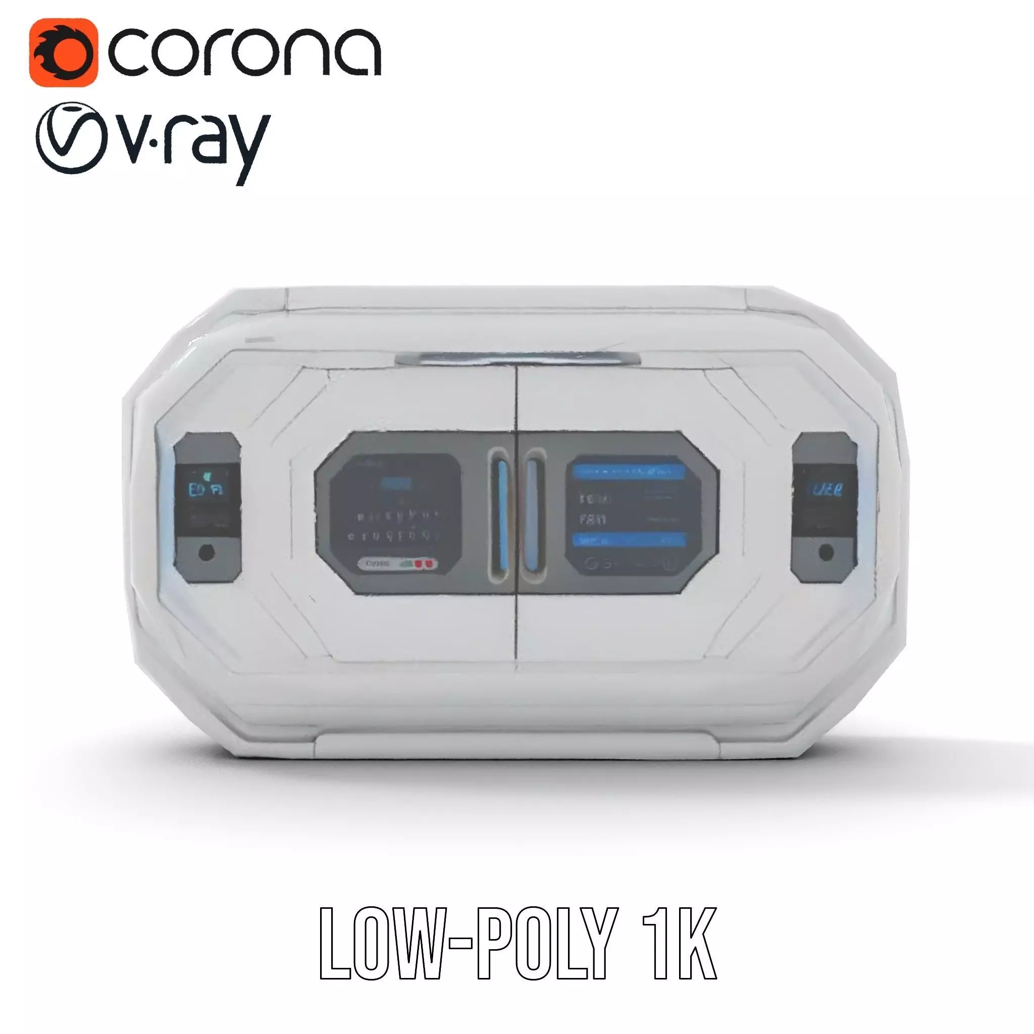 Futuristic Control Panel Model Pack with Interactive Displays Low-poly 3D model_22