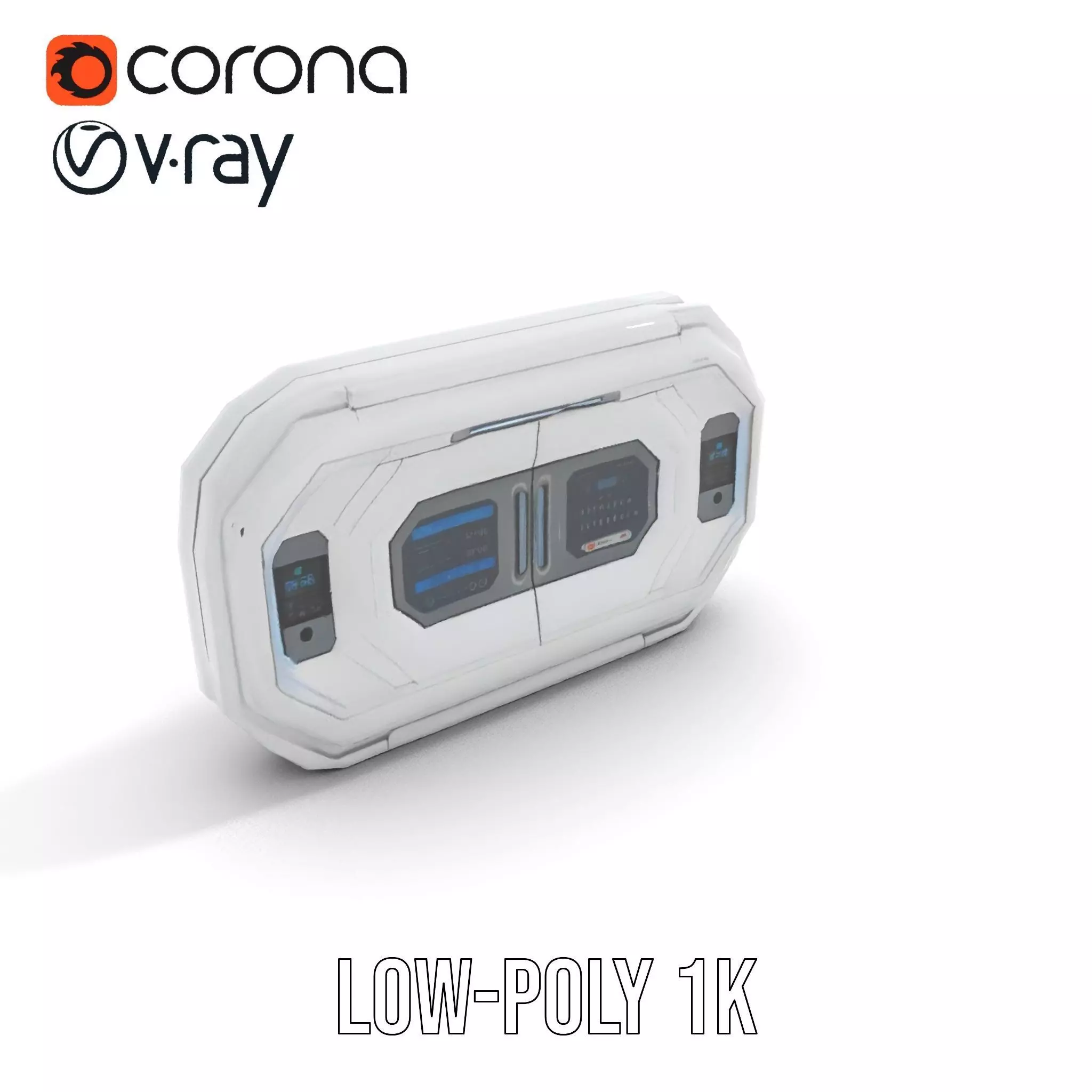 Futuristic Control Panel Model Pack with Interactive Displays Low-poly 3D model_8