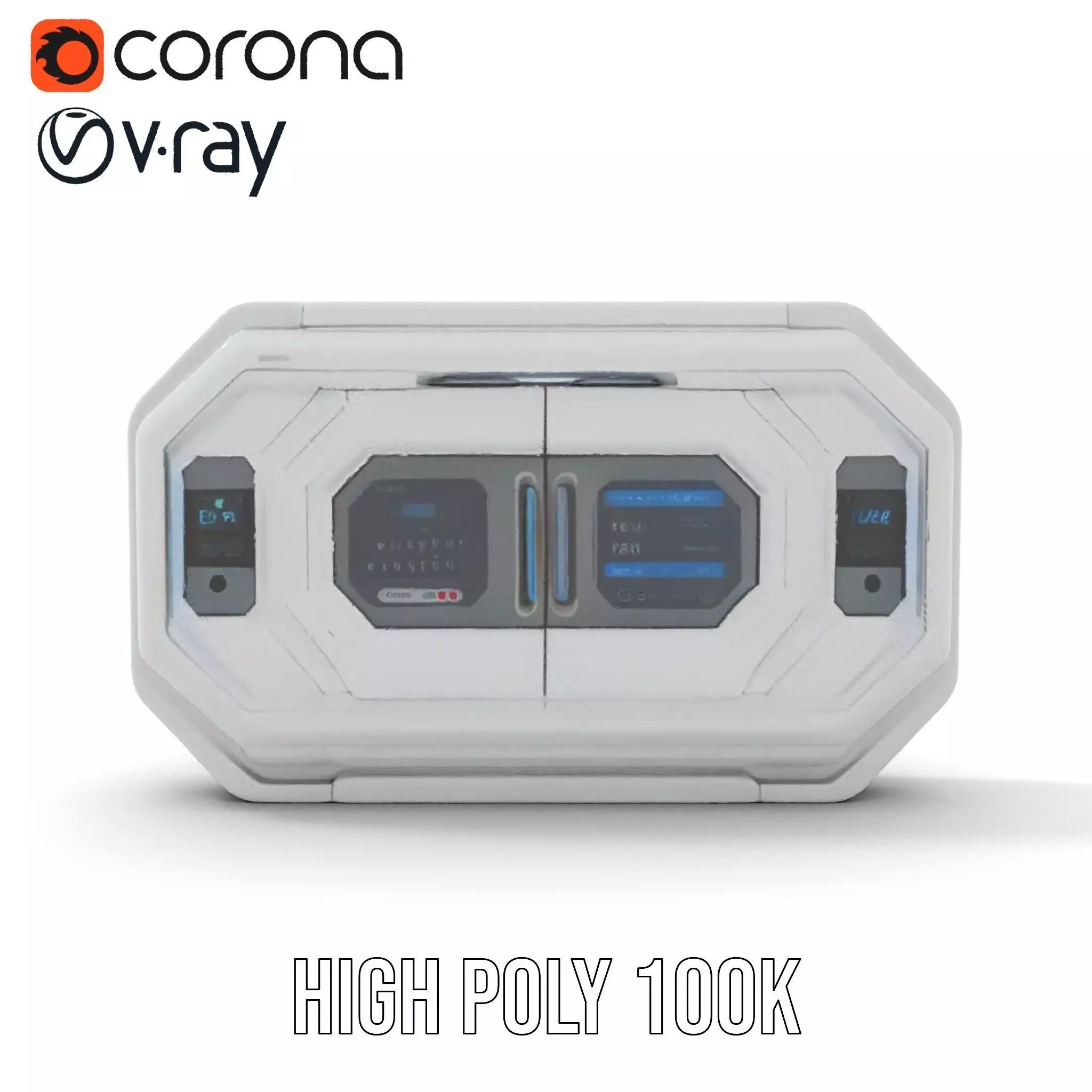 Futuristic Control Panel Model Pack with Interactive Displays Low-poly 3D model_23