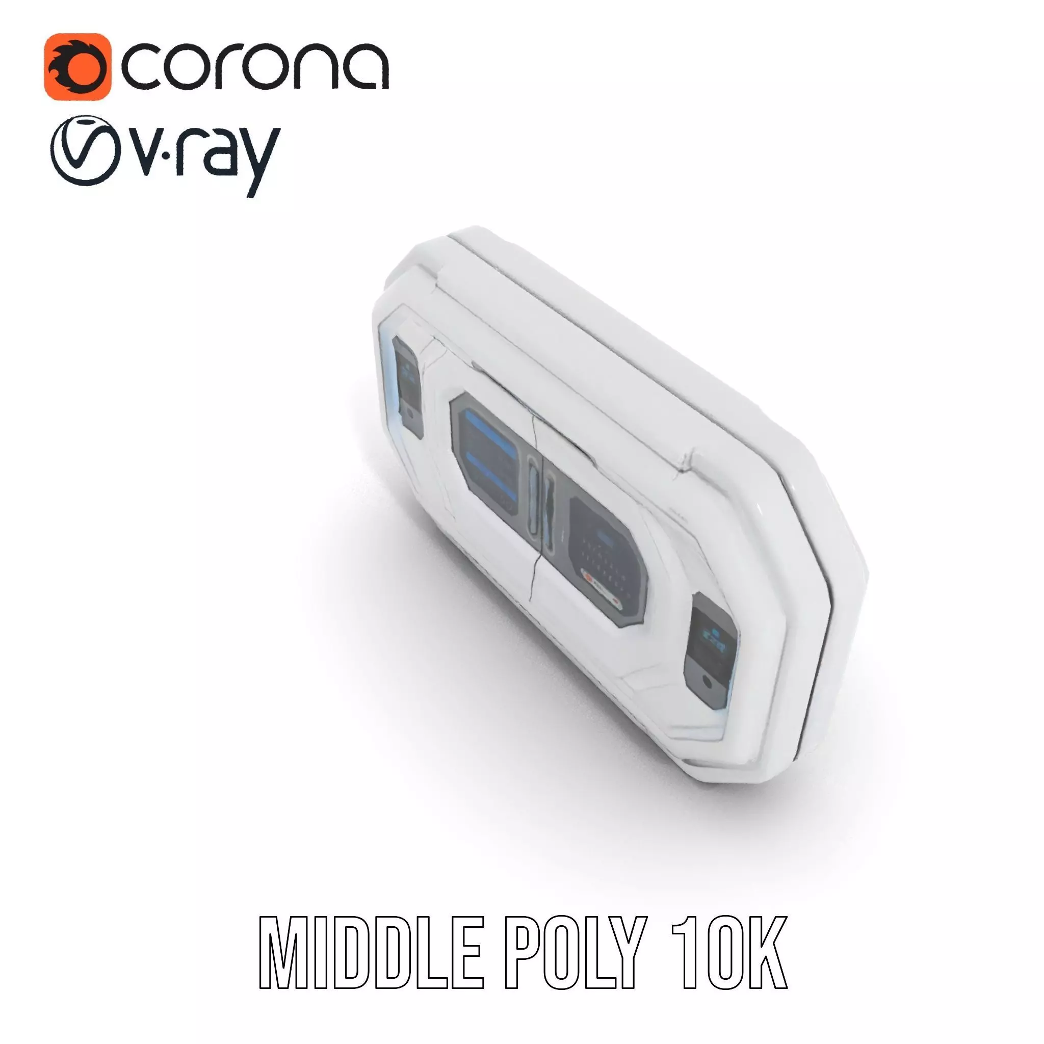 Futuristic Control Panel Model Pack with Interactive Displays Low-poly 3D model_6