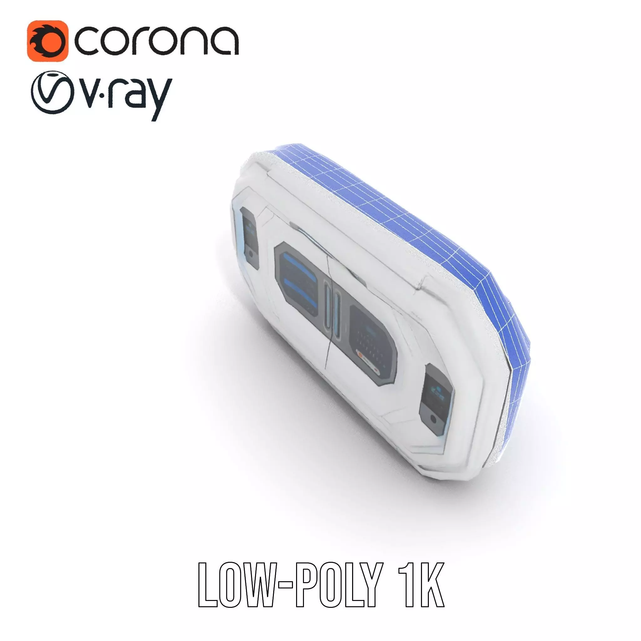 Futuristic Control Panel Model Pack with Interactive Displays Low-poly 3D model_30