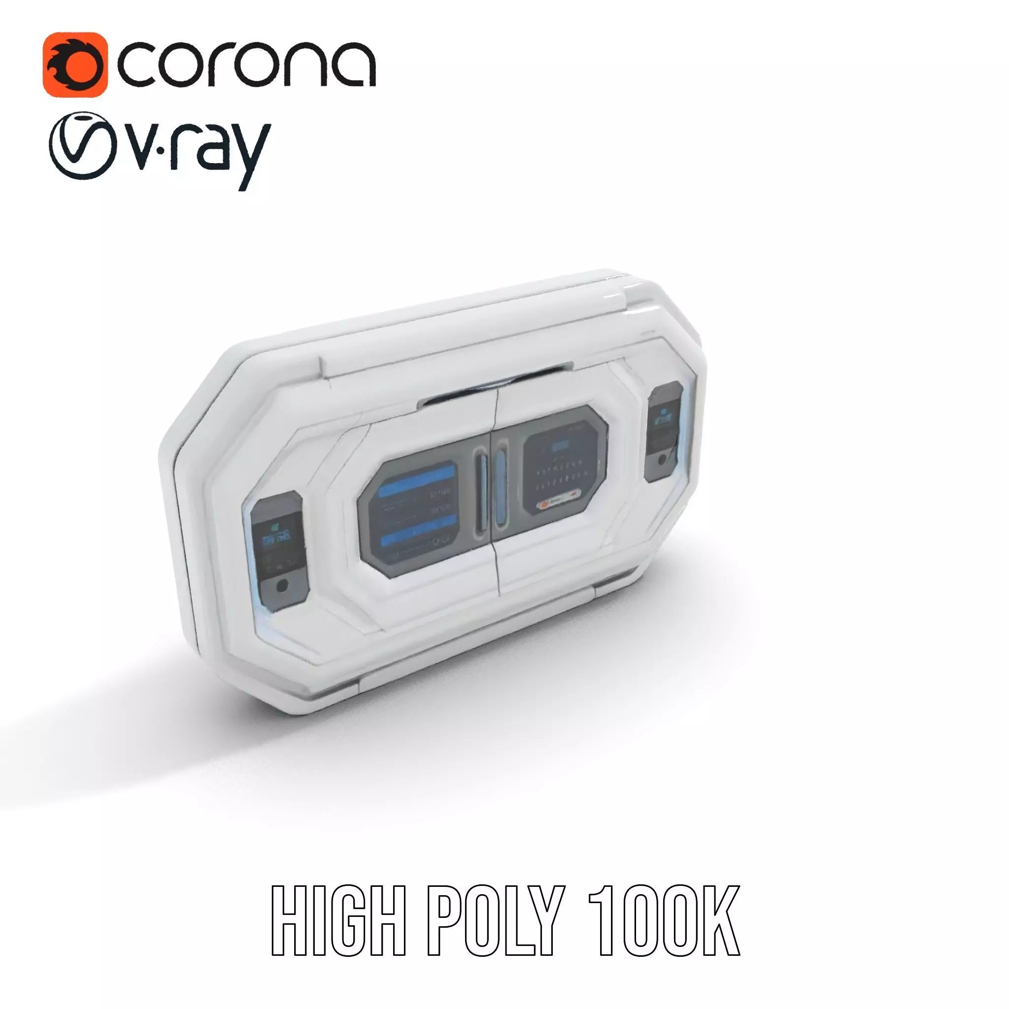 Futuristic Control Panel Model Pack with Interactive Displays Low-poly 3D model_17