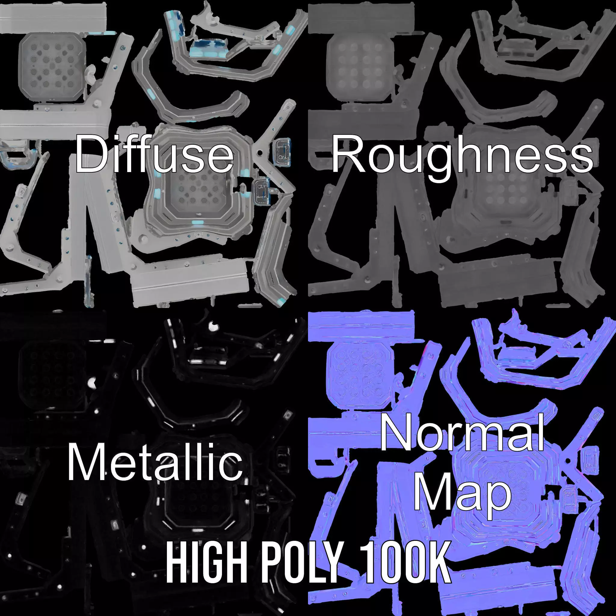 SciFi Door Model Pack with LED Accents Low-poly 3D model_3