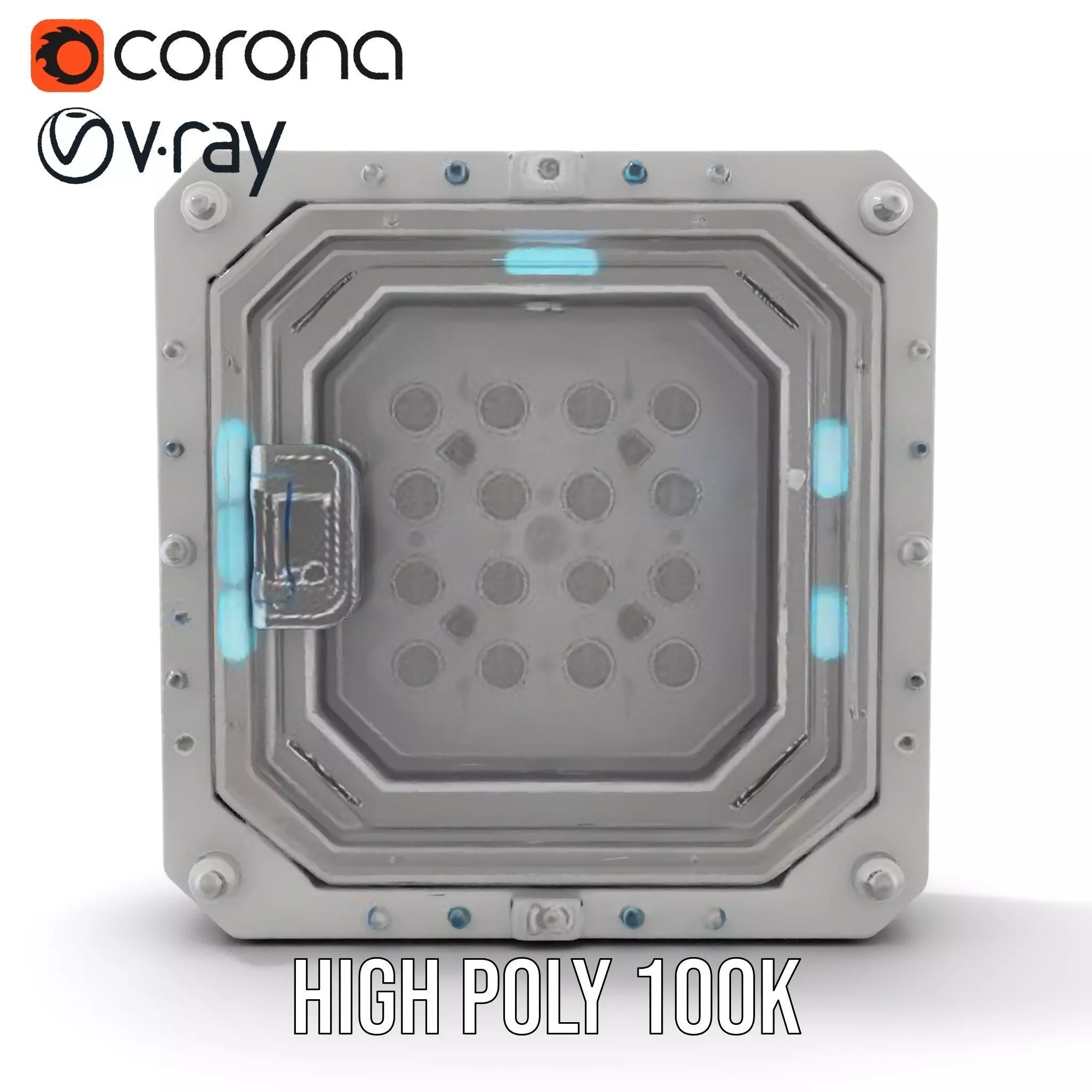 SciFi Door Model Pack with LED Accents Low-poly 3D model_23