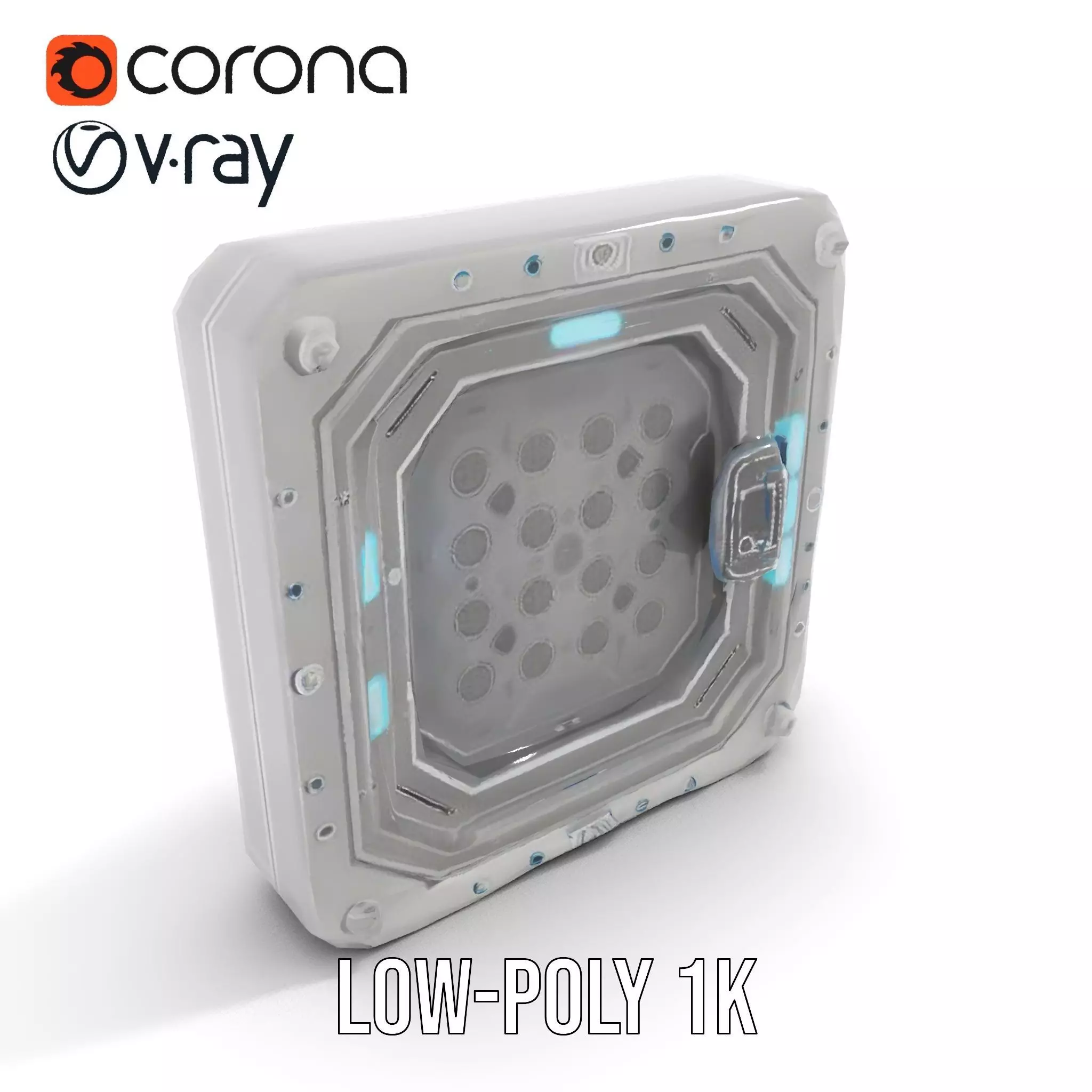 SciFi Door Model Pack with LED Accents Low-poly 3D model_7