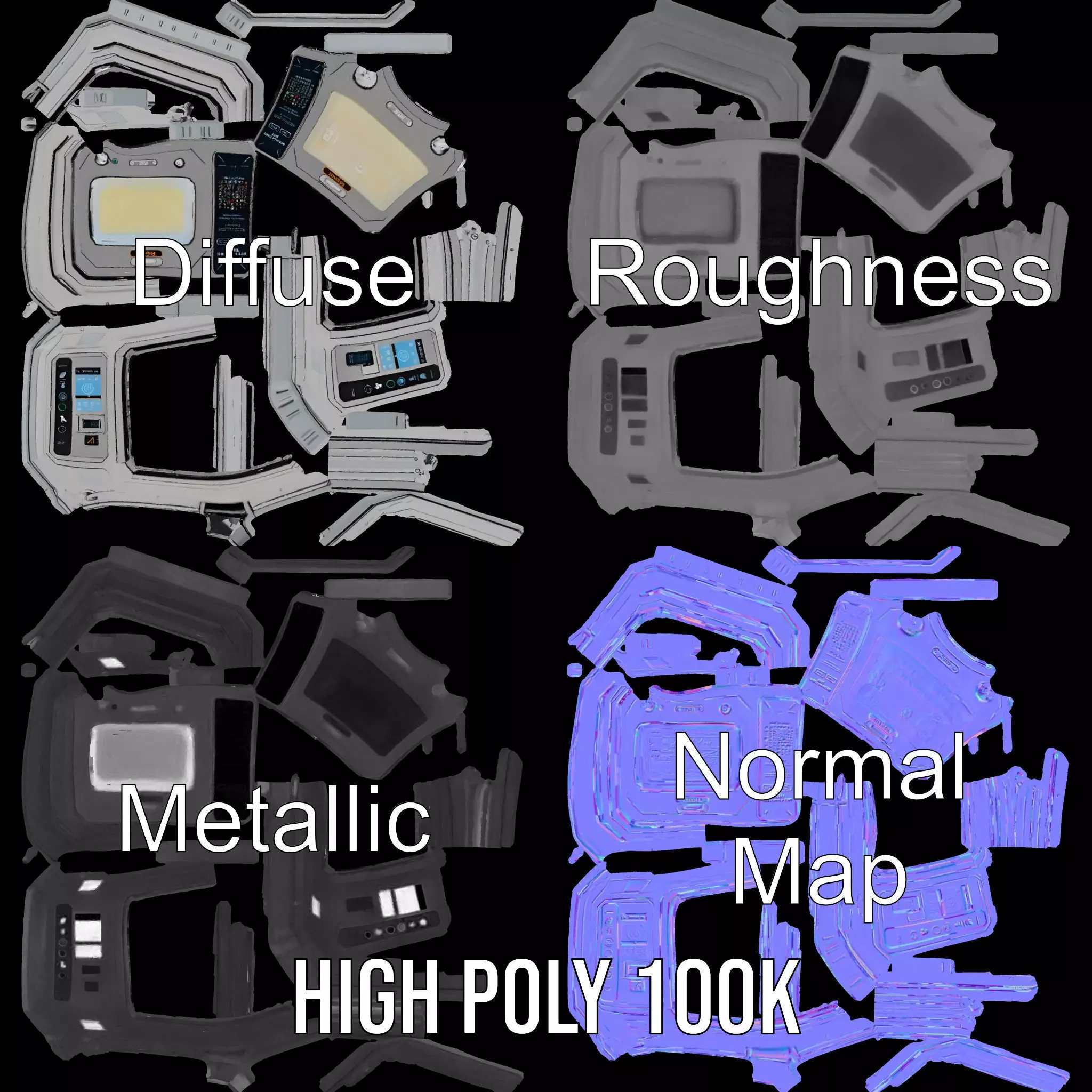 Futuristic Control Panel Display model pack Low-poly 3D model_3