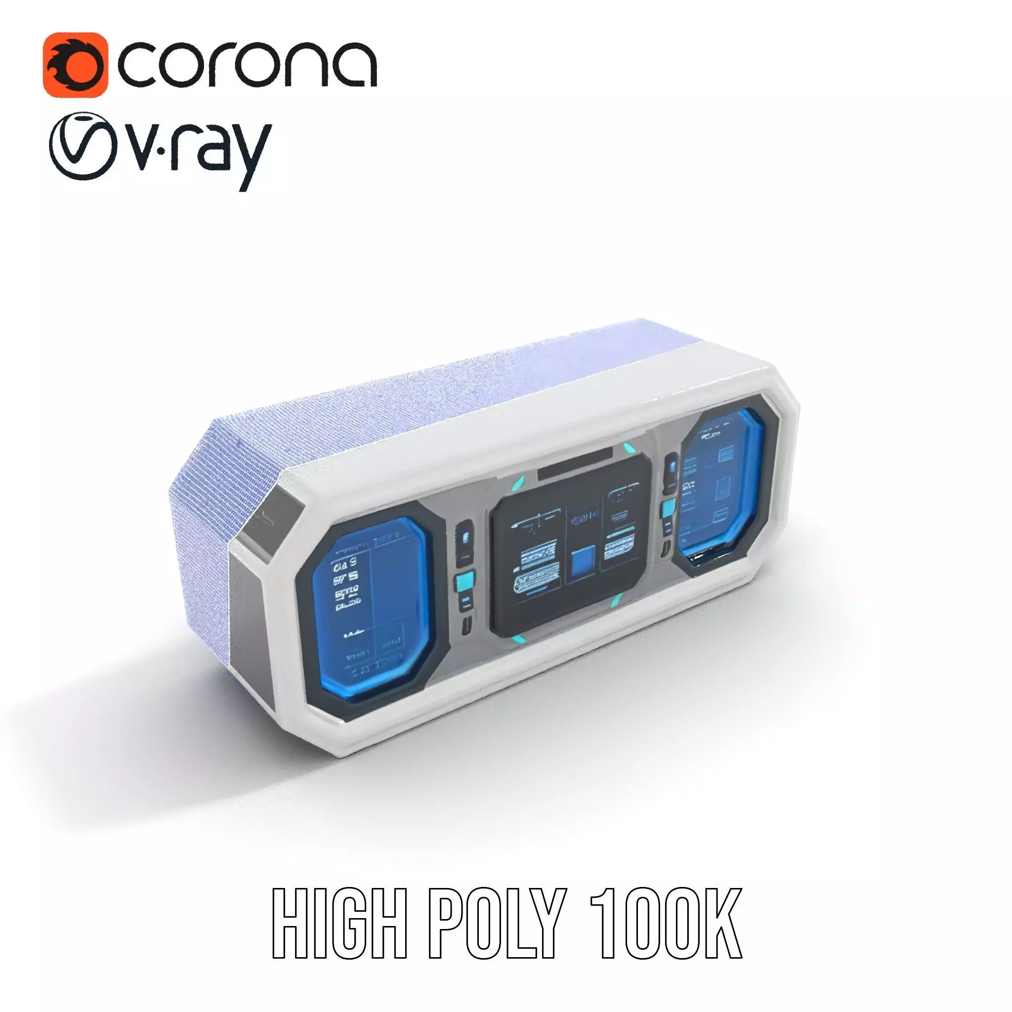 Futuristic Control Panel Model Pack with Blue Interface Low-poly 3D model_31