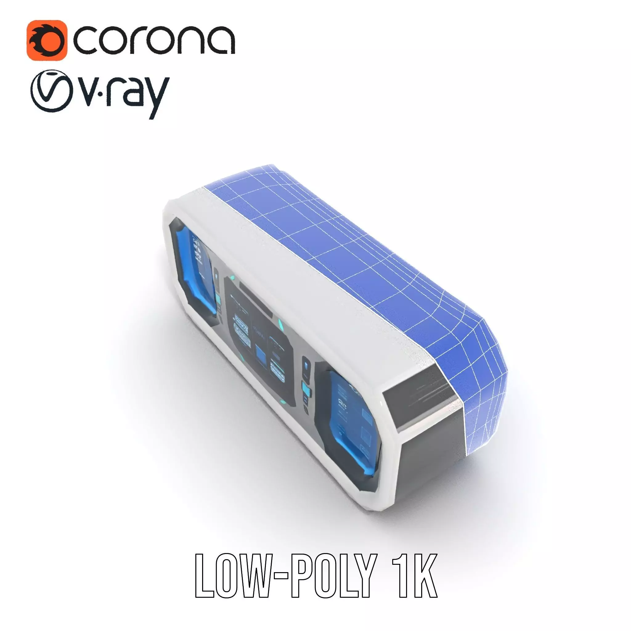 Futuristic Control Panel Model Pack with Blue Interface Low-poly 3D model_25