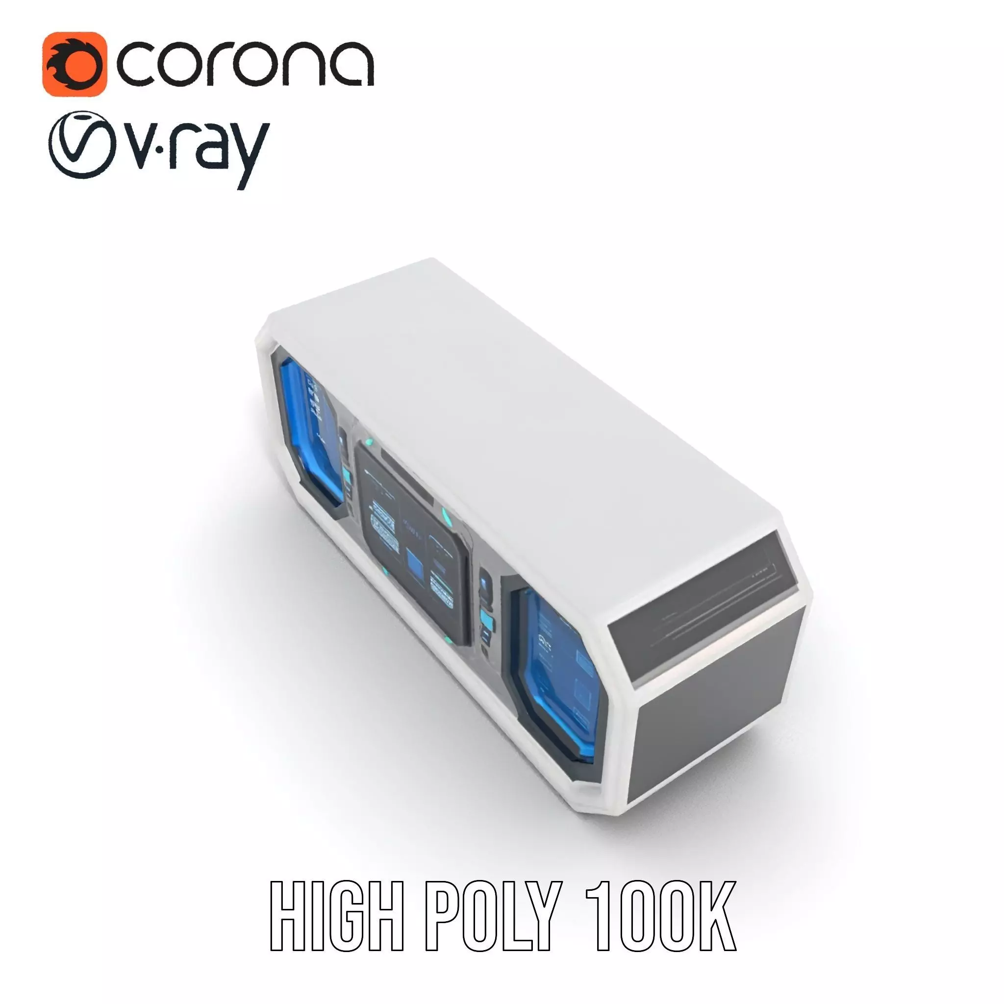 Futuristic Control Panel Model Pack with Blue Interface Low-poly 3D model_23