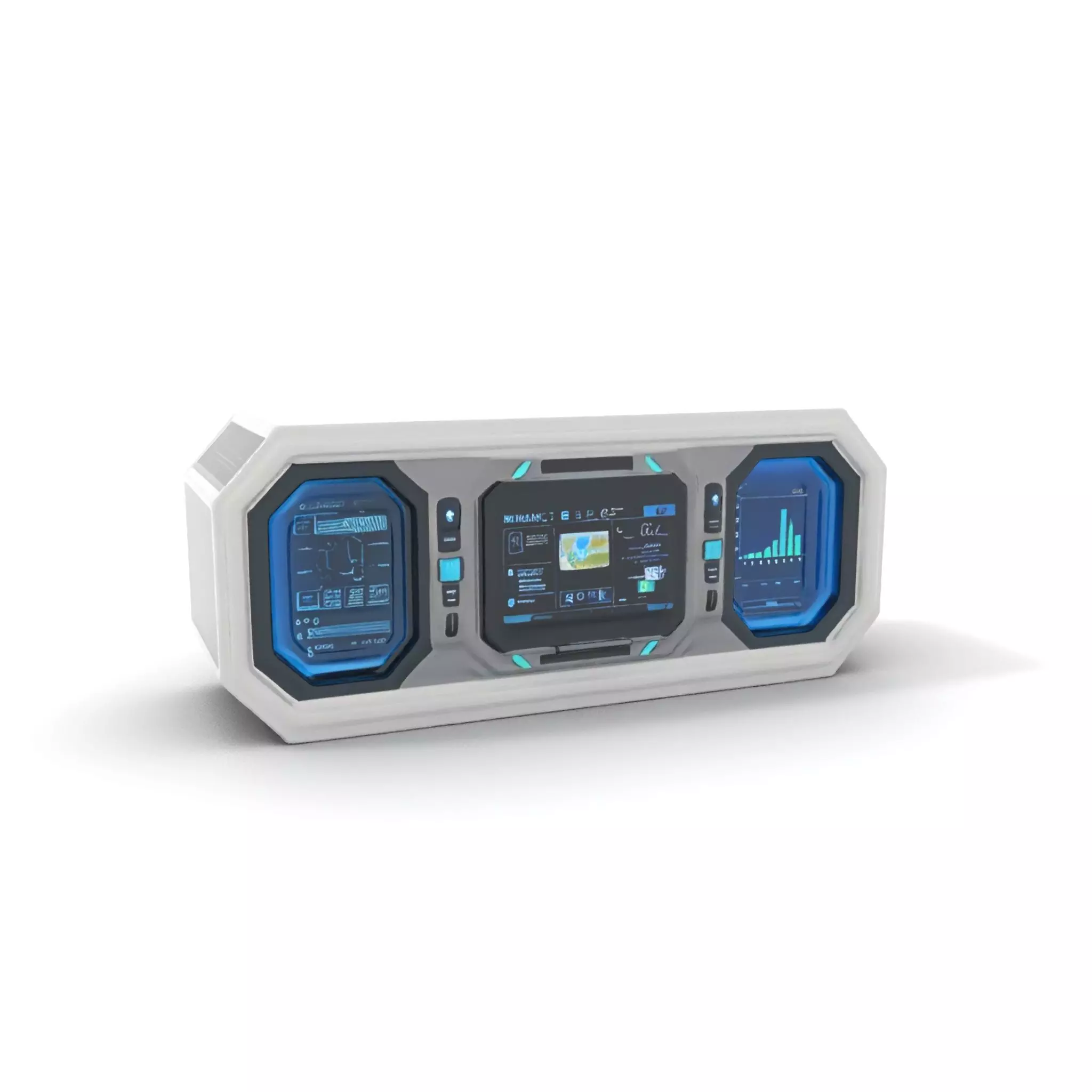 Futuristic Control Panel Model Pack with Blue Interface Low-poly 3D model_0