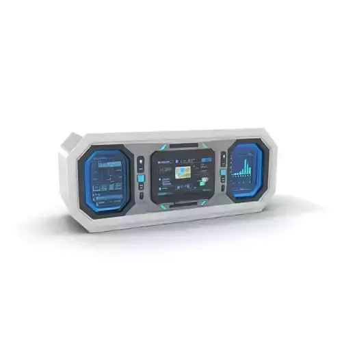 Futuristic Control Panel Model Pack with Blue Interface Low-poly 3D model