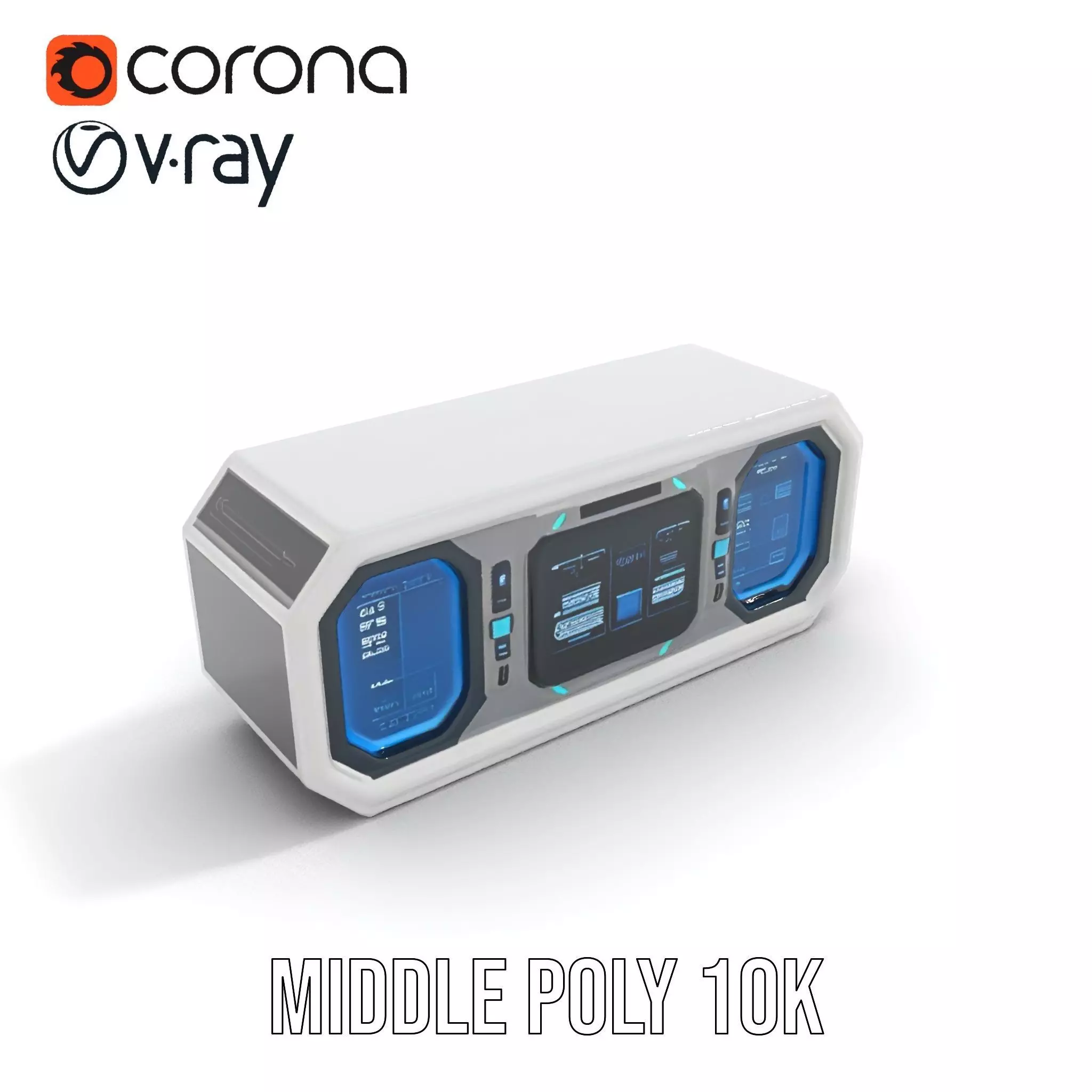 Futuristic Control Panel Model Pack with Blue Interface Low-poly 3D model_11