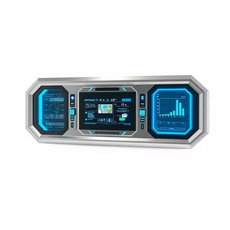 Futuristic Control Panel Model Pack with Blue Interface Low-poly 3D model_2