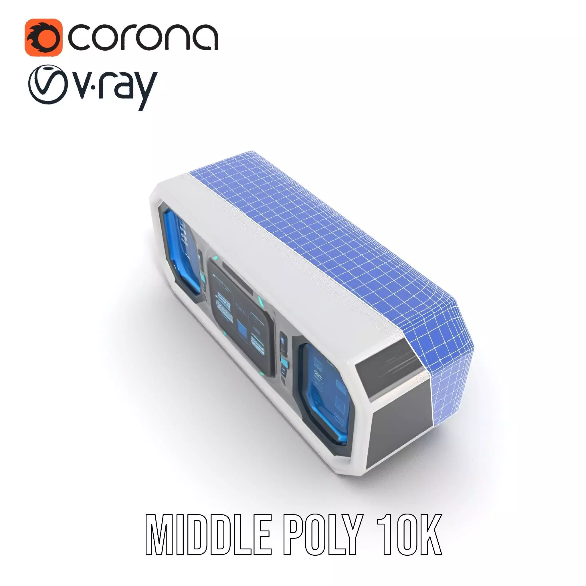 Futuristic Control Panel Model Pack with Blue Interface Low-poly 3D model_26