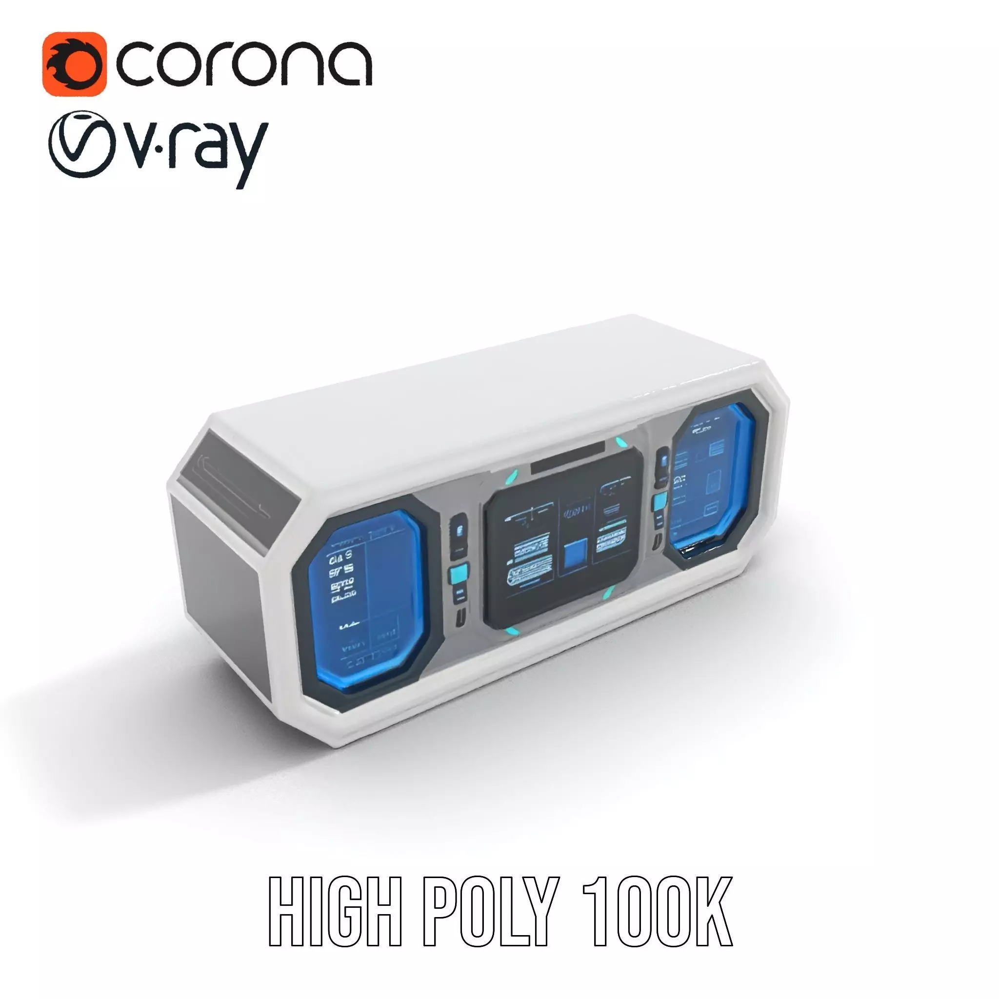 Futuristic Control Panel Model Pack with Blue Interface Low-poly 3D model_28