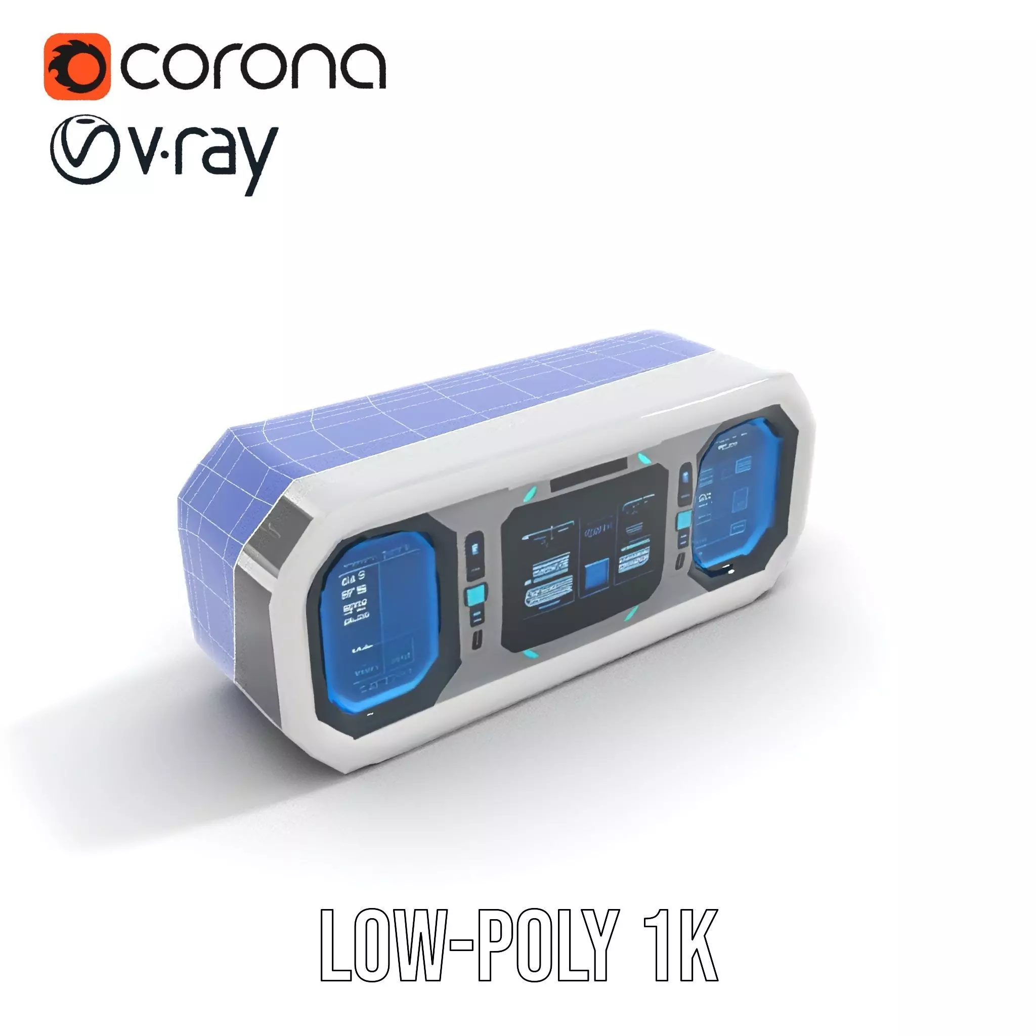 Futuristic Control Panel Model Pack with Blue Interface Low-poly 3D model_22