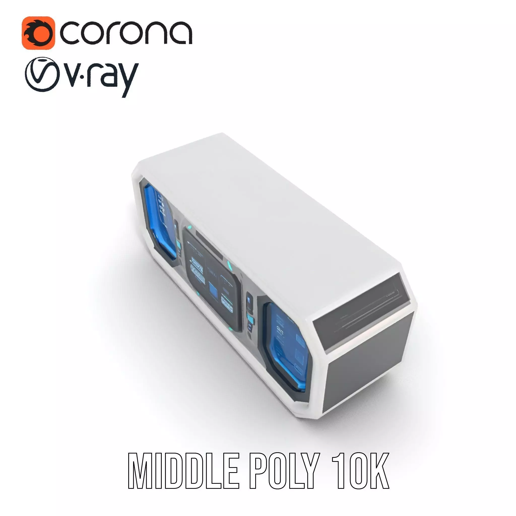 Futuristic Control Panel Model Pack with Blue Interface Low-poly 3D model_13