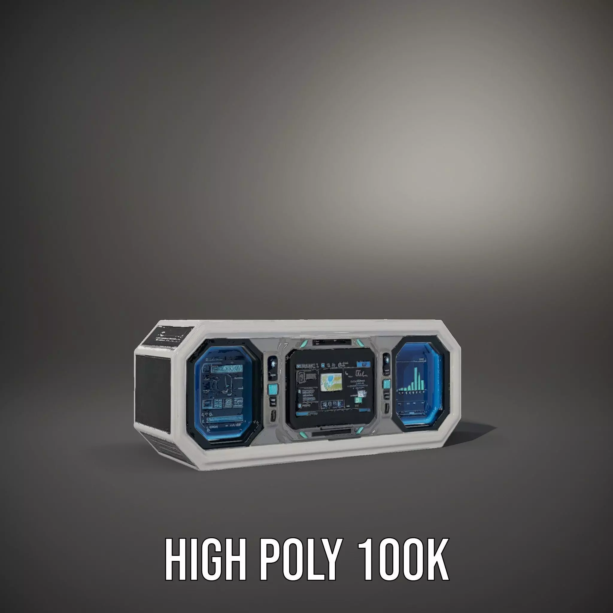 Futuristic Control Panel Model Pack with Blue Interface Low-poly 3D model_10