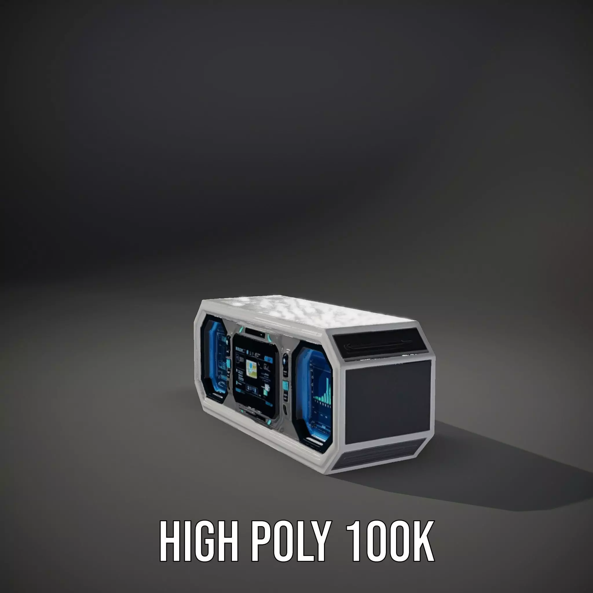 Futuristic Control Panel Model Pack with Blue Interface Low-poly 3D model_8