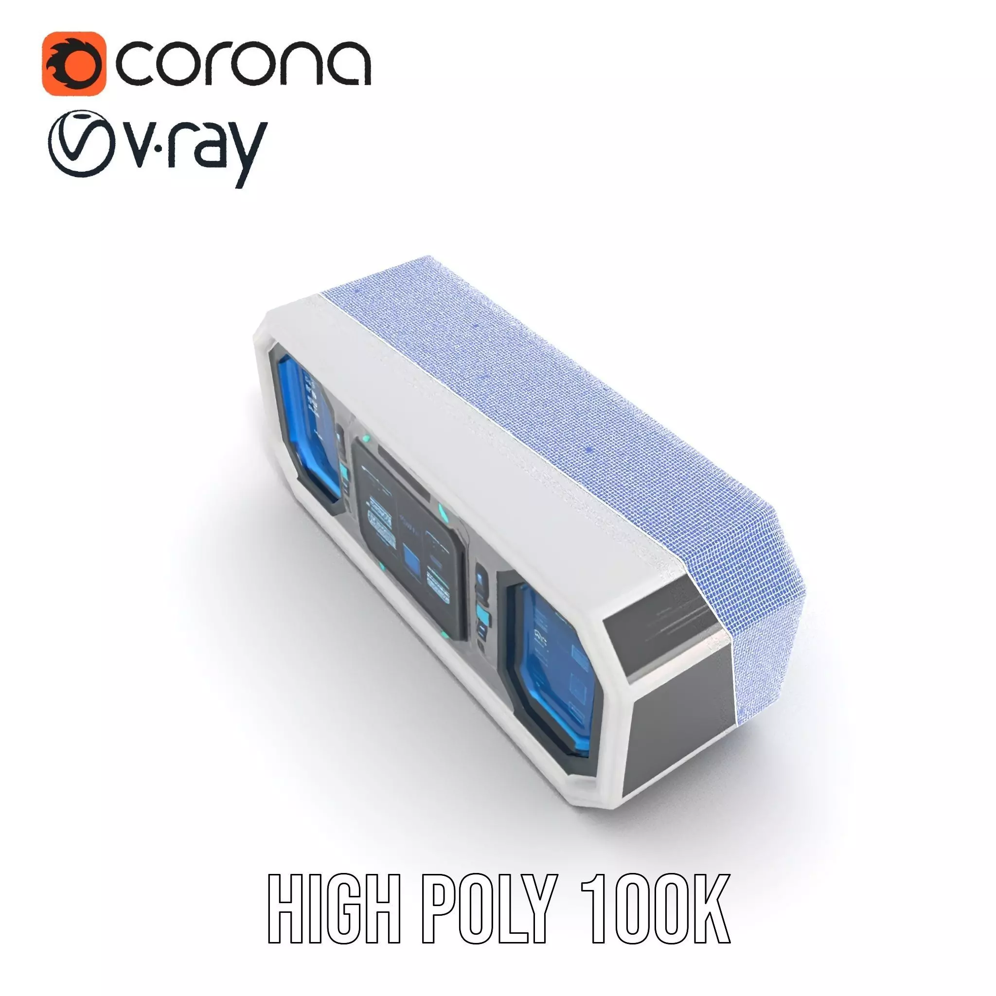 Futuristic Control Panel Model Pack with Blue Interface Low-poly 3D model_33