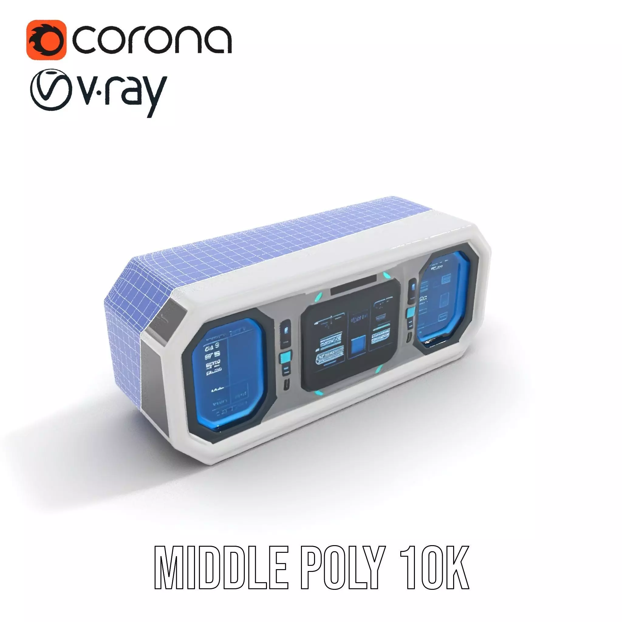 Futuristic Control Panel Model Pack with Blue Interface Low-poly 3D model_24