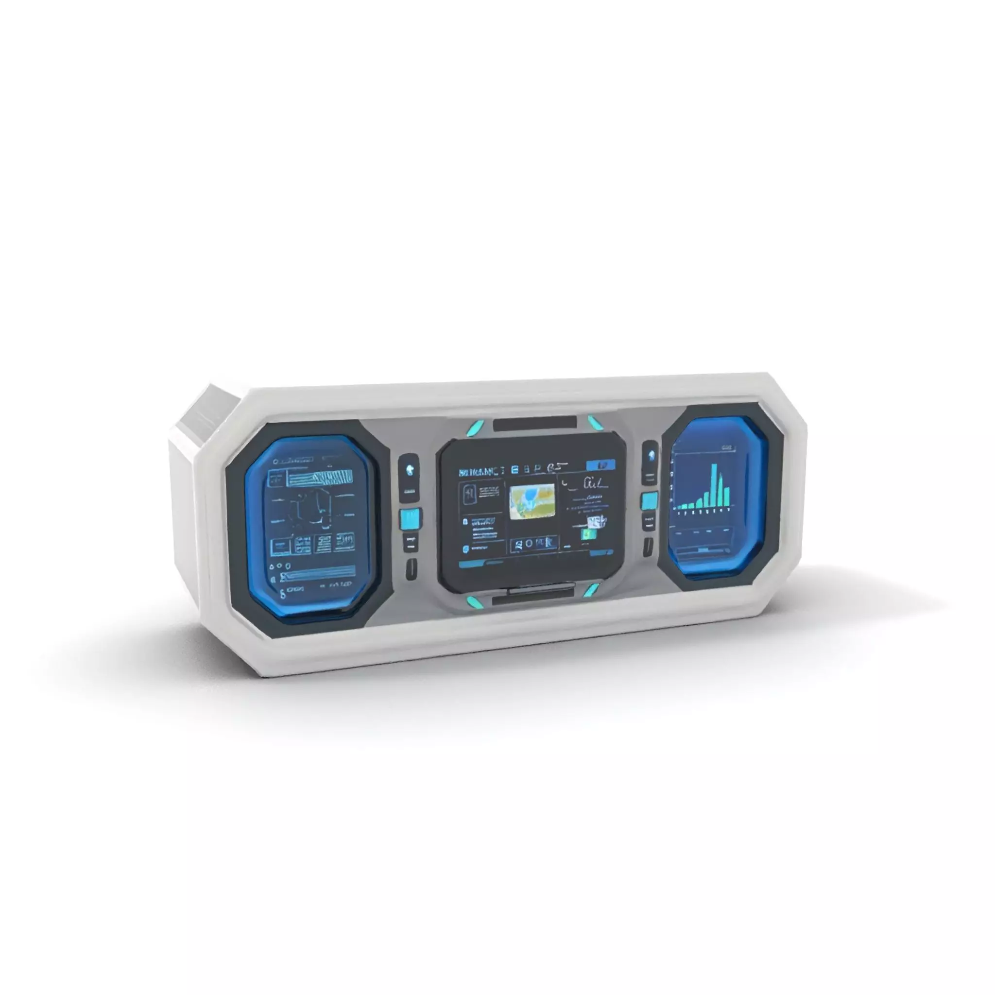 Futuristic Control Panel Model Pack with Blue Interface Low-poly 3D model_15