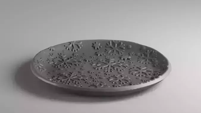S00108 Decorative Plate with Embossed Snowflake Pattern 3D print model