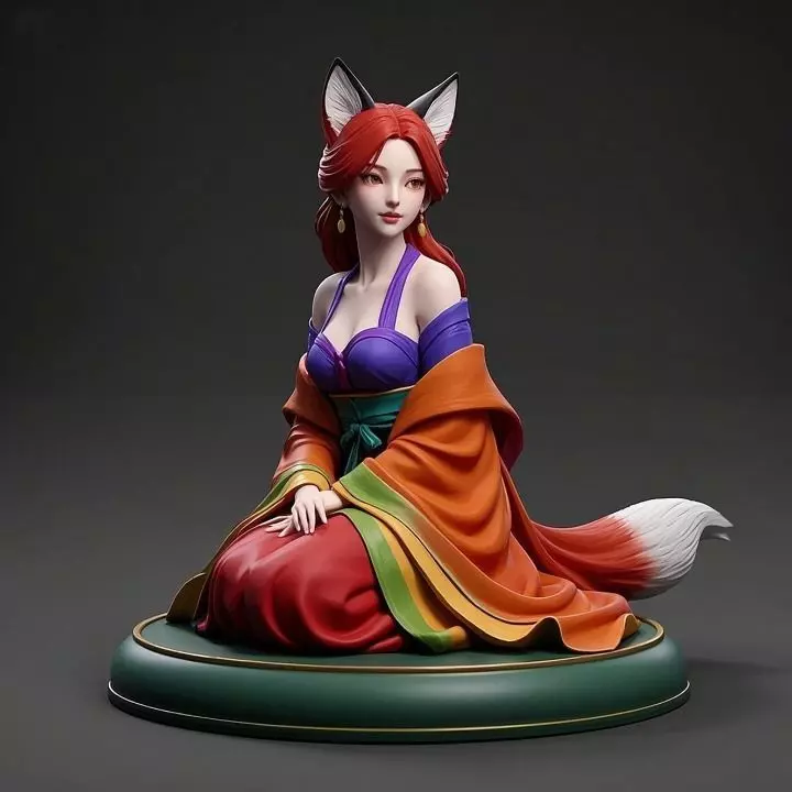 1633 COLORFUL Fox Spirit Woman in Pu Song Ling Style 3D print model_0