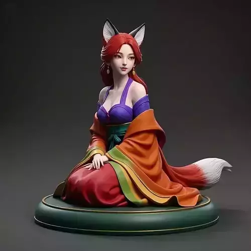 1633  COLORFUL  Fox Spirit Woman in Pu Song Ling Style