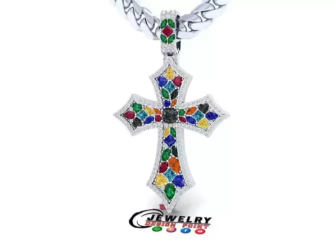 Custom Prismatic Rainbow Cross Pendant Necklace for Unisex 3D print model