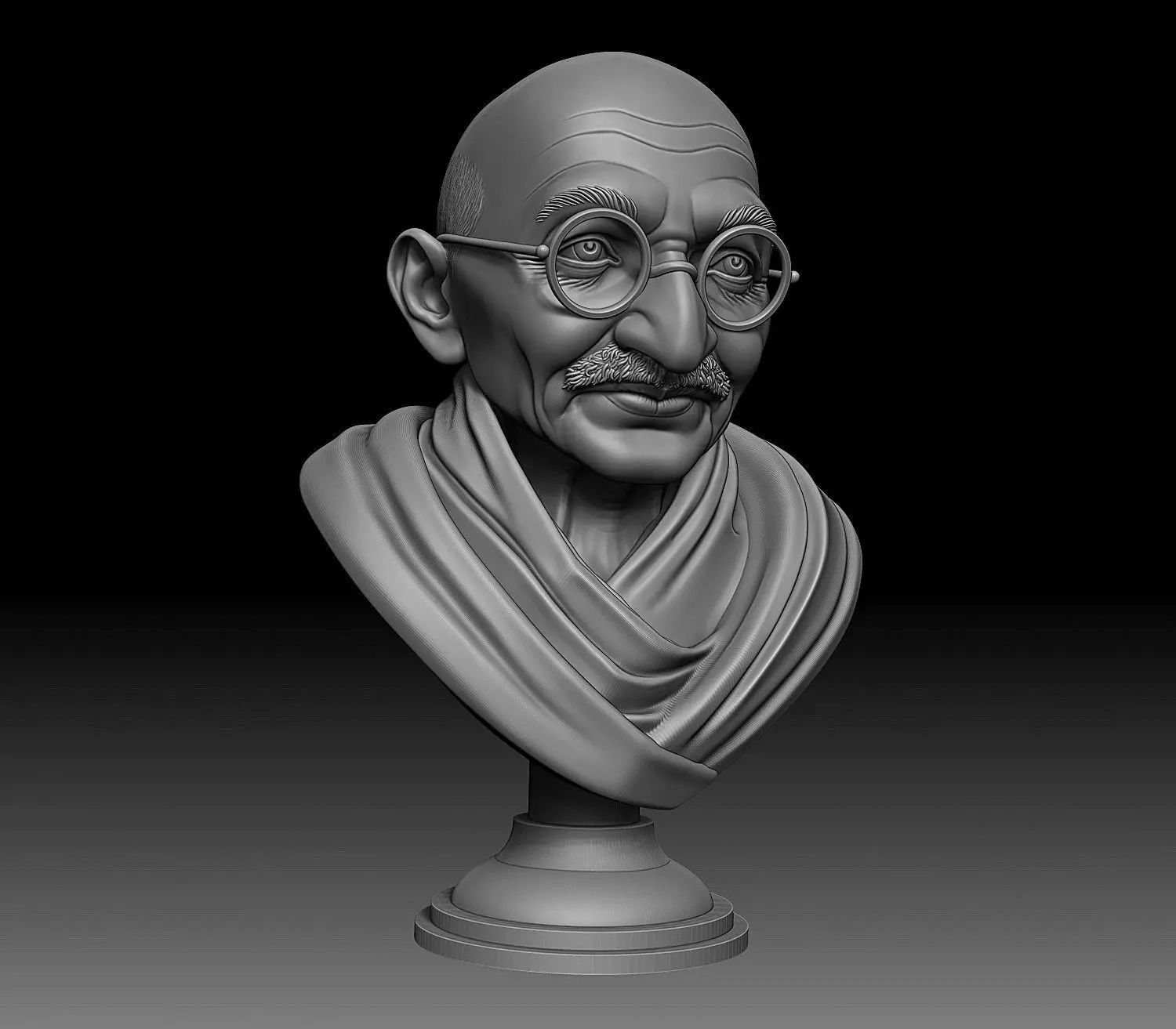 Mahatma Gandhi Bust 3D print model_7