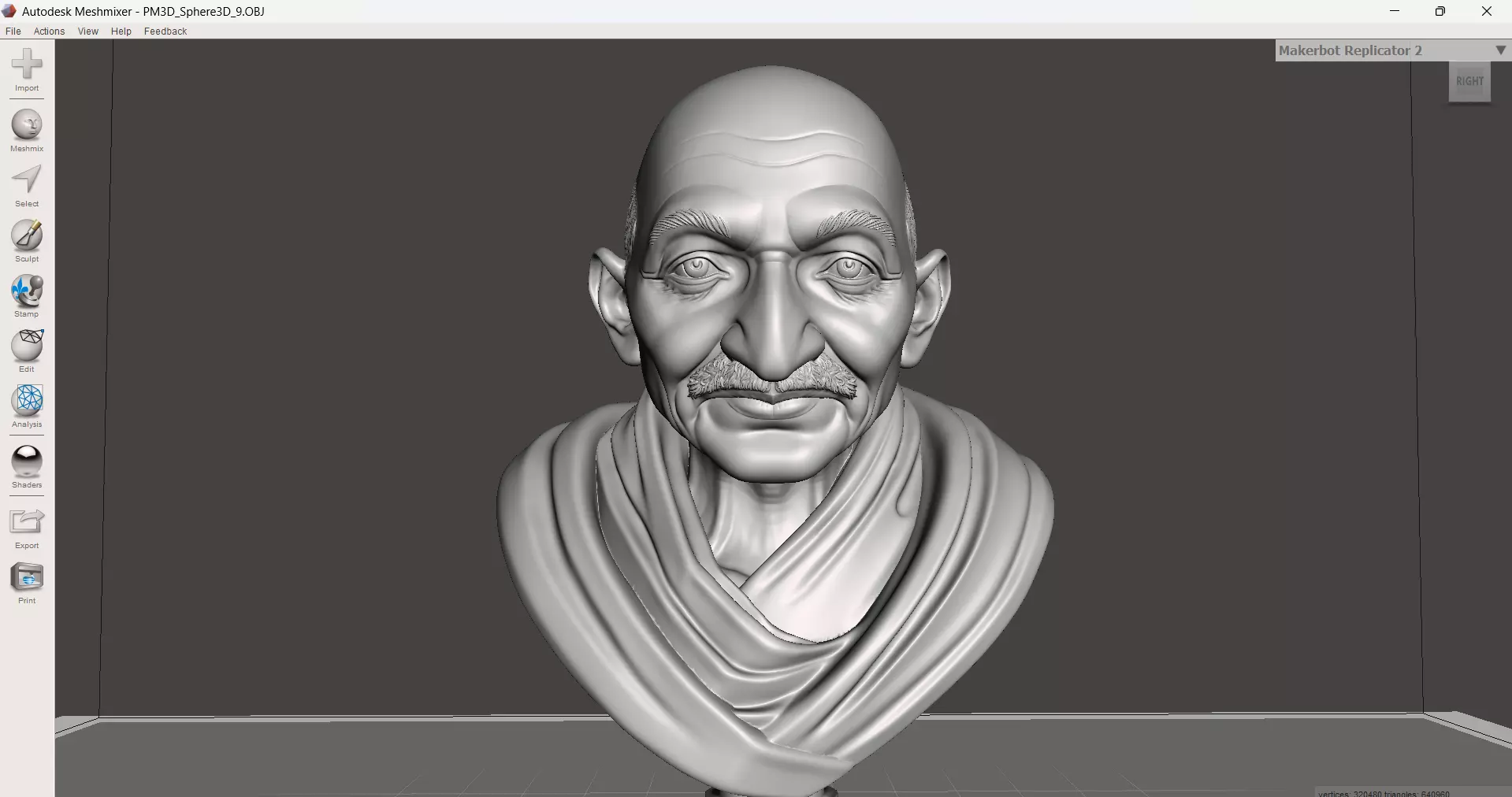 Mahatma Gandhi Bust 3D print model_12