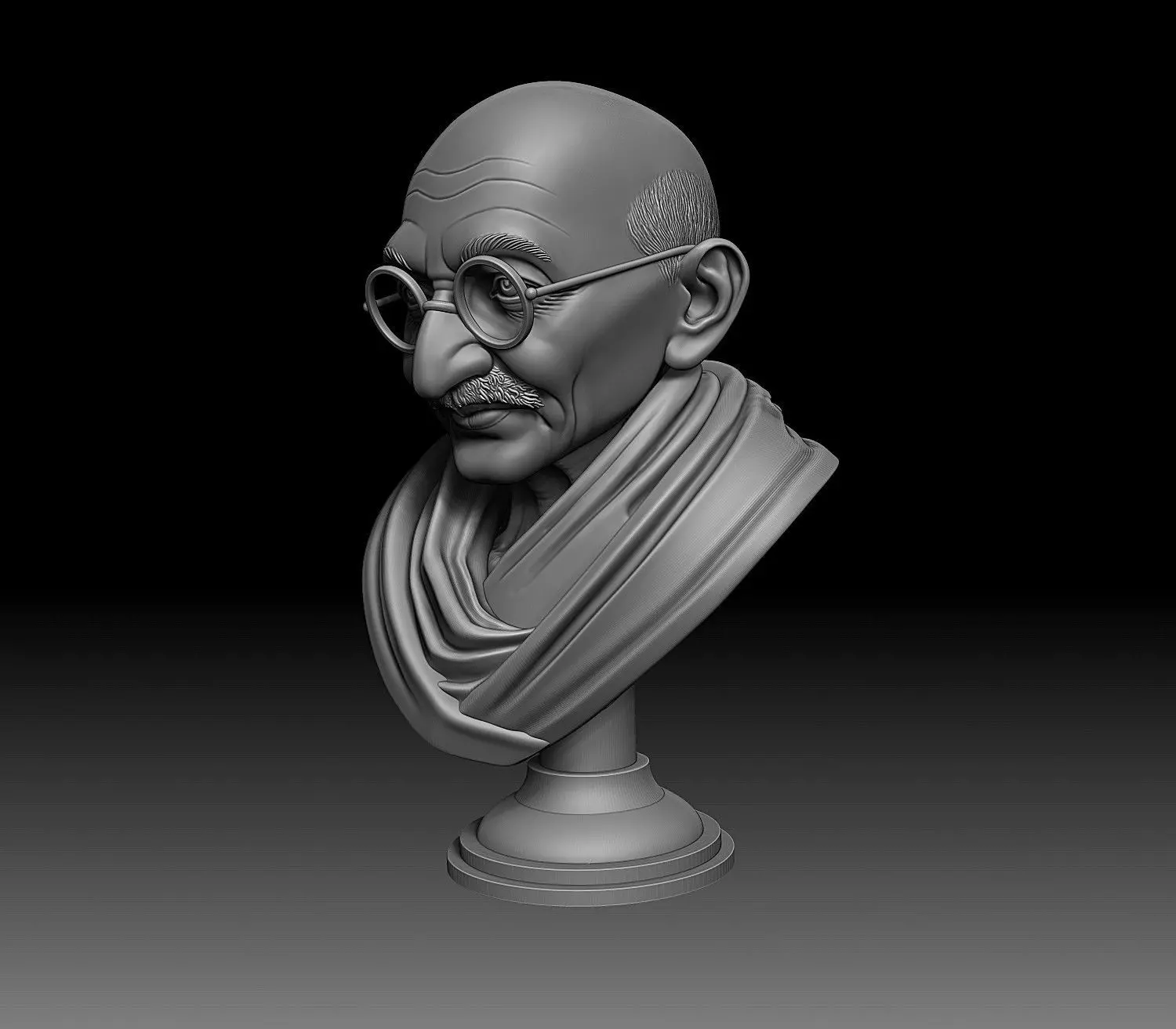 Mahatma Gandhi Bust 3D print model_8