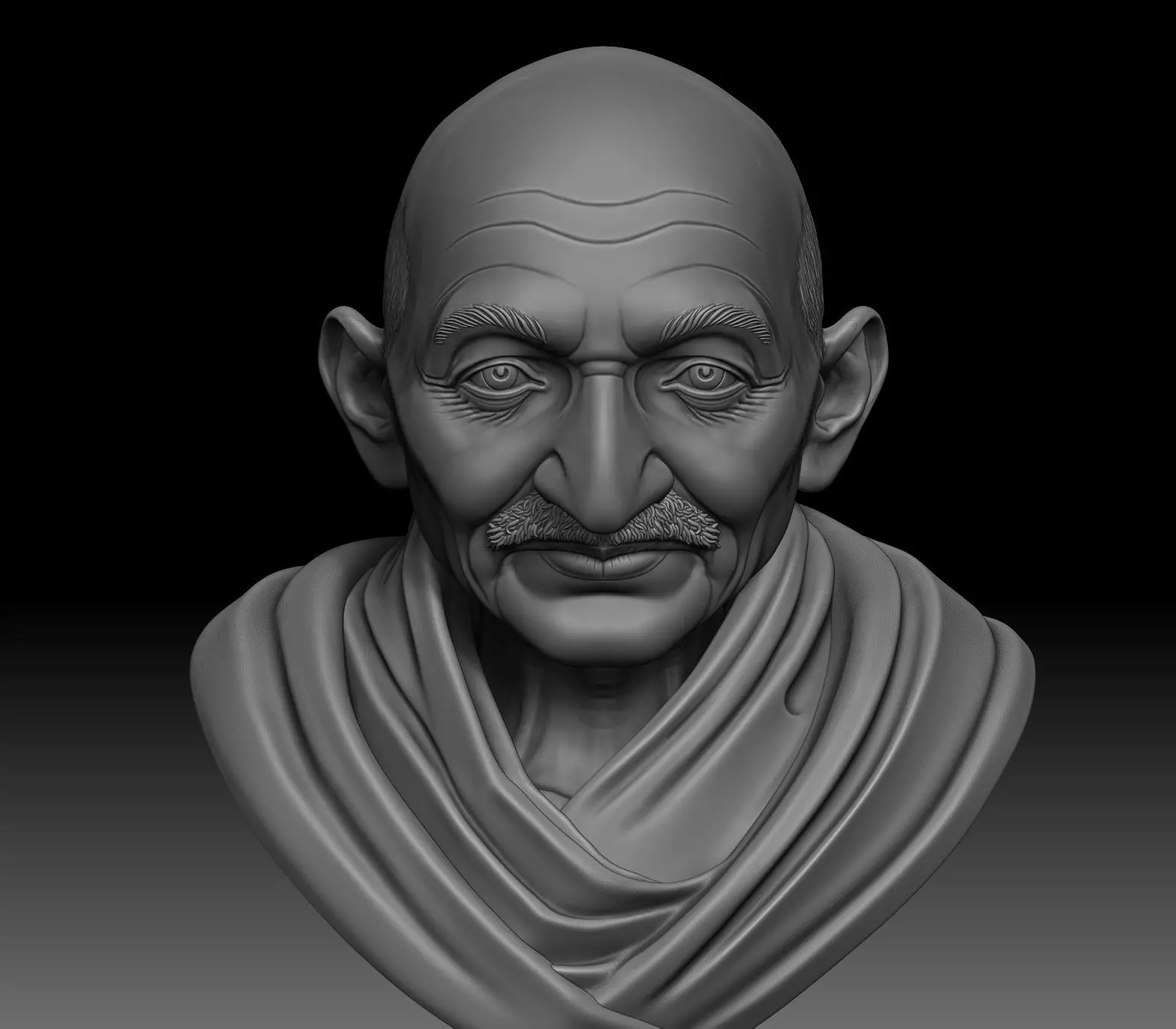 Mahatma Gandhi Bust 3D print model_5