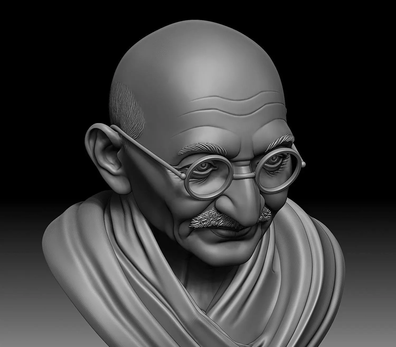 Mahatma Gandhi Bust 3D print model_3