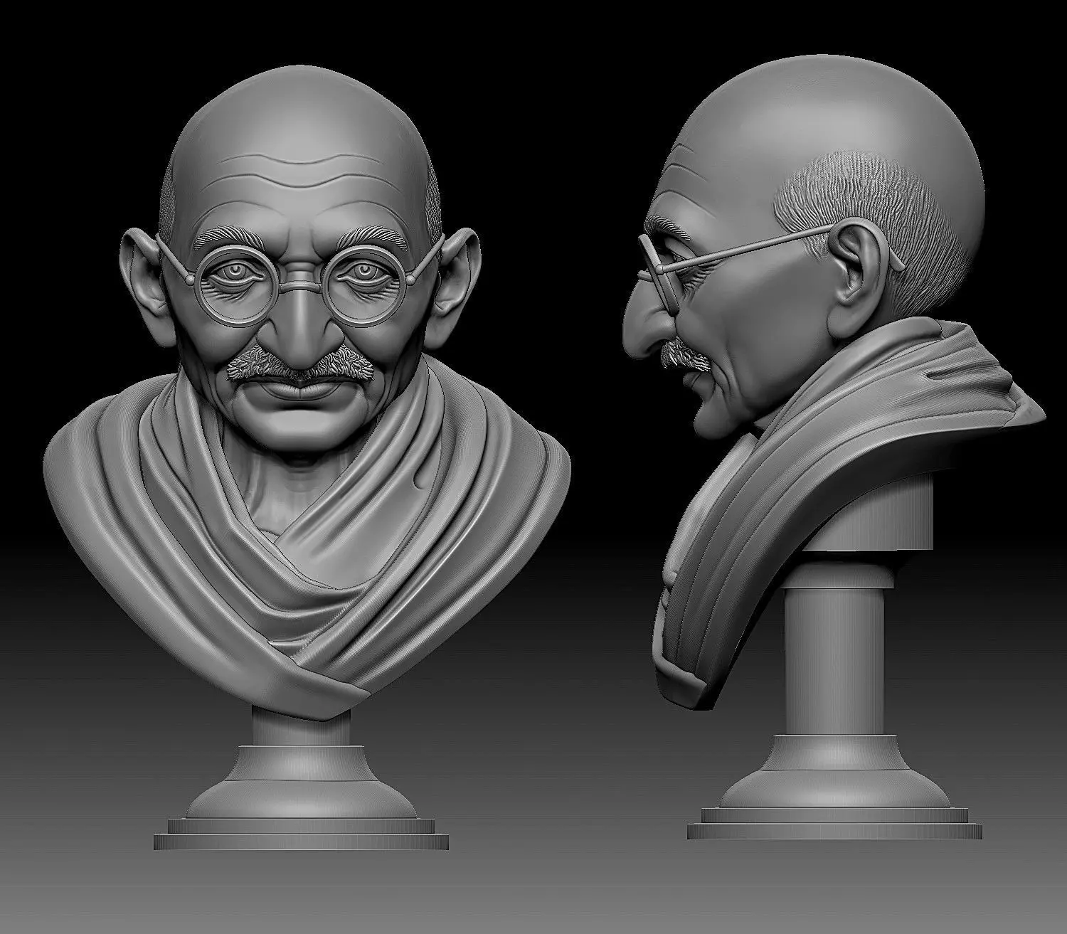 Mahatma Gandhi Bust 3D print model_2