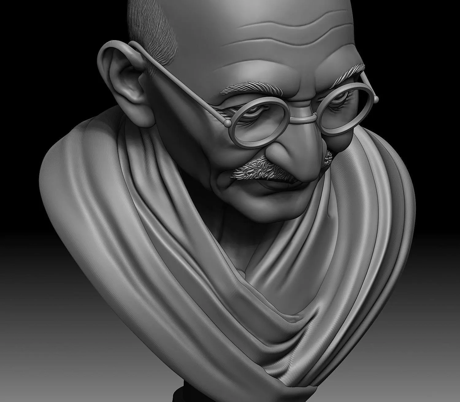 Mahatma Gandhi Bust 3D print model_10