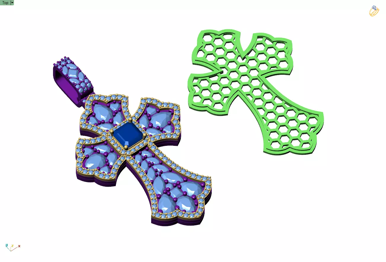 Custom Prismatic Rainbow Cross Pendant Necklace for Unisex 3D print model_9