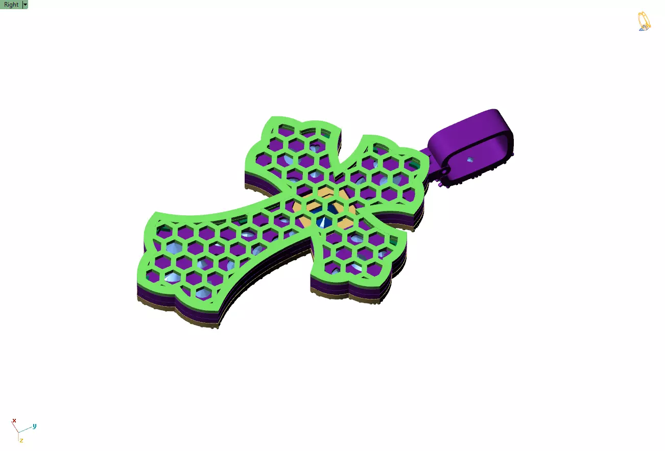 Custom Prismatic Rainbow Cross Pendant Necklace for Unisex 3D print model_8