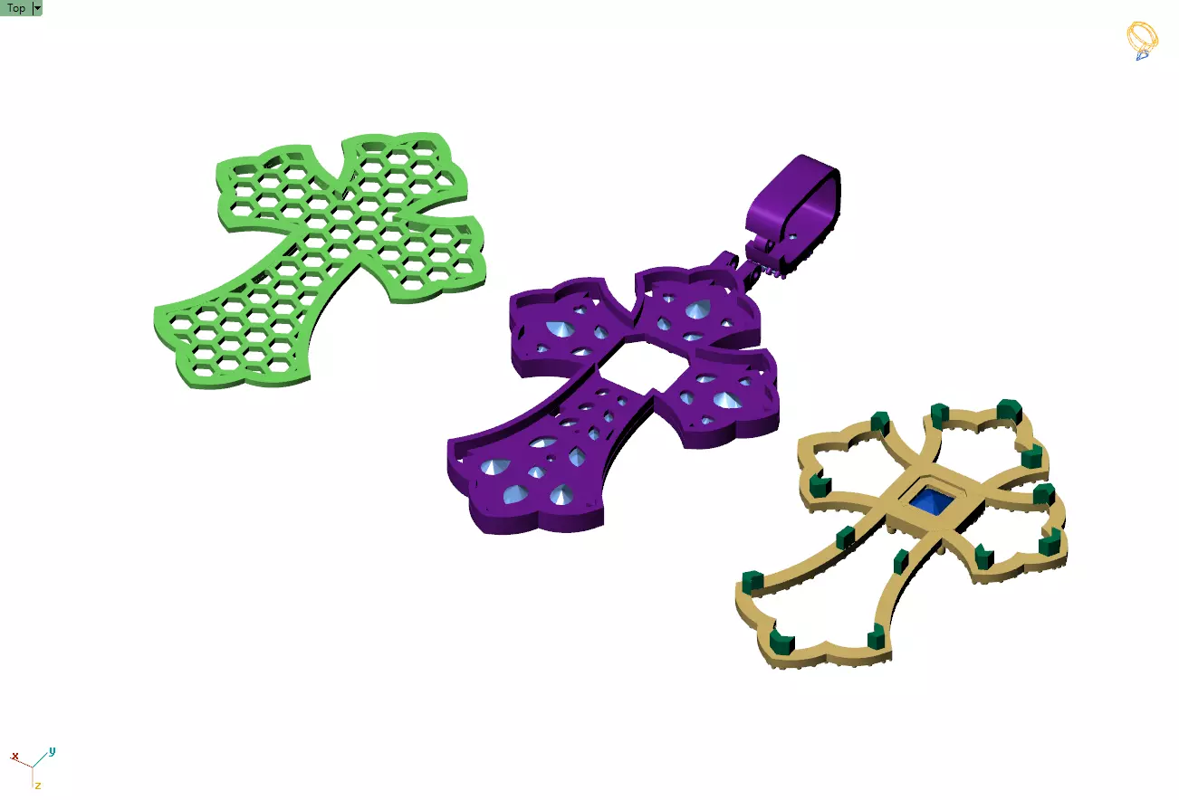 Custom Prismatic Rainbow Cross Pendant Necklace for Unisex 3D print model_12