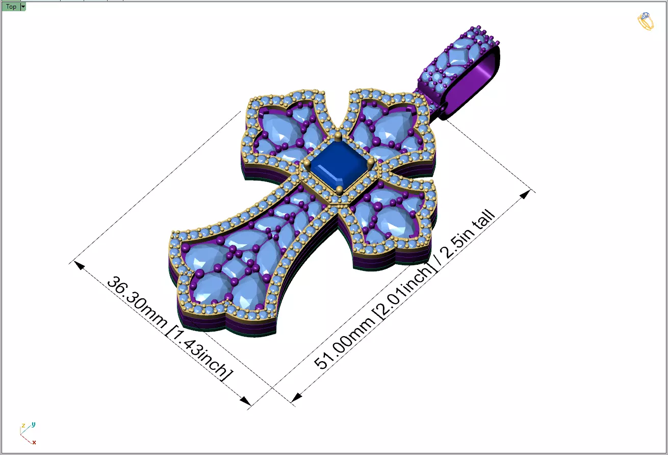 Custom Prismatic Rainbow Cross Pendant Necklace for Unisex 3D print model_4