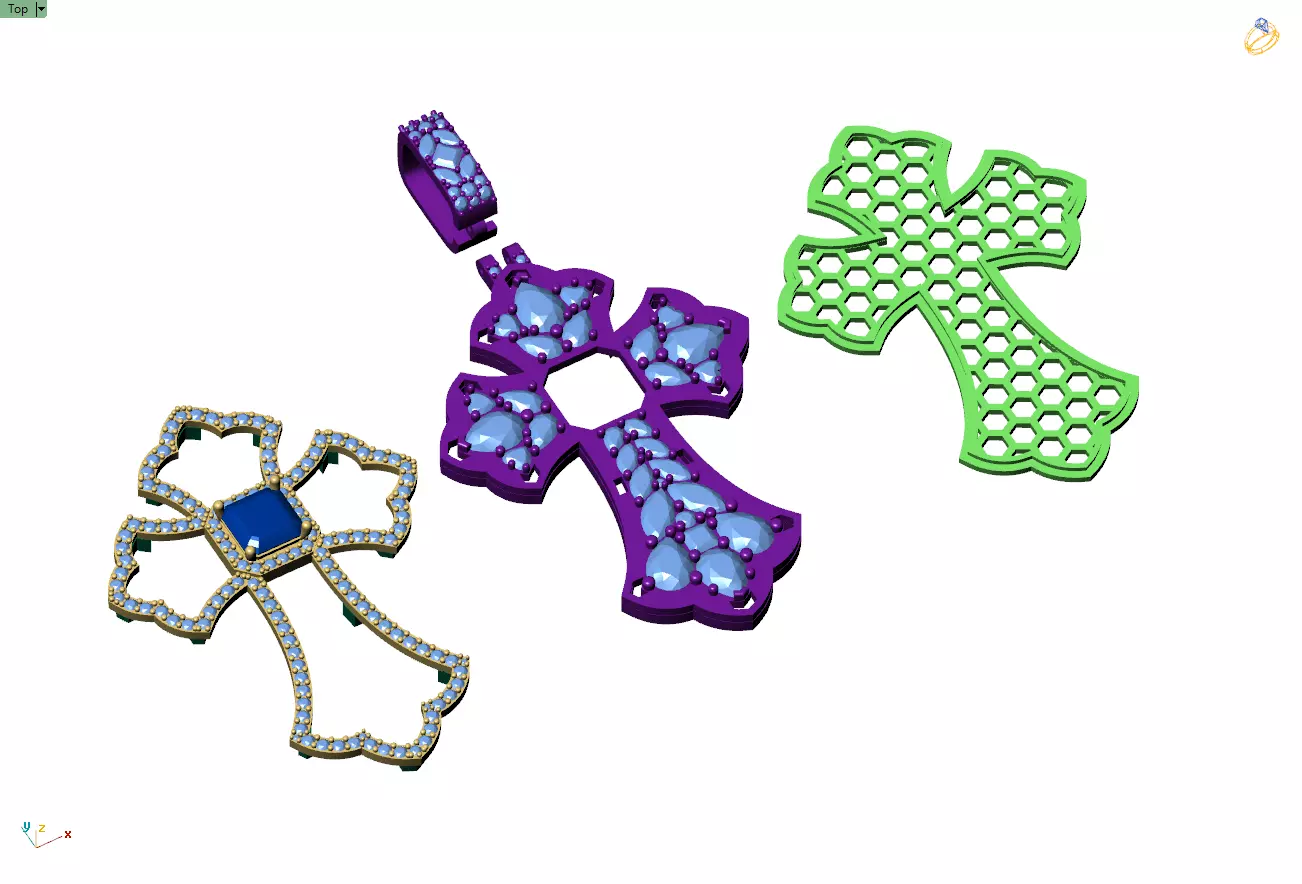 Custom Prismatic Rainbow Cross Pendant Necklace for Unisex 3D print model_11