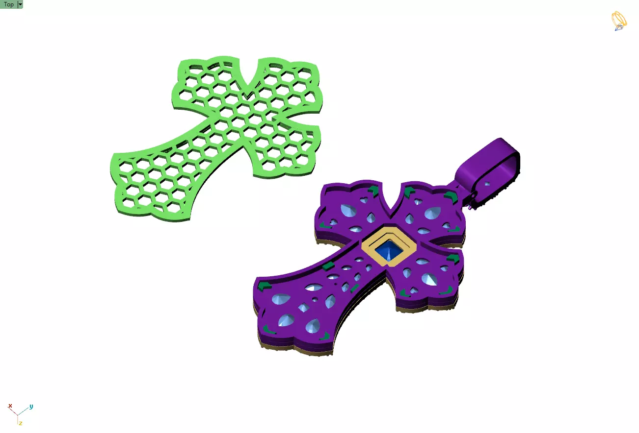 Custom Prismatic Rainbow Cross Pendant Necklace for Unisex 3D print model_10