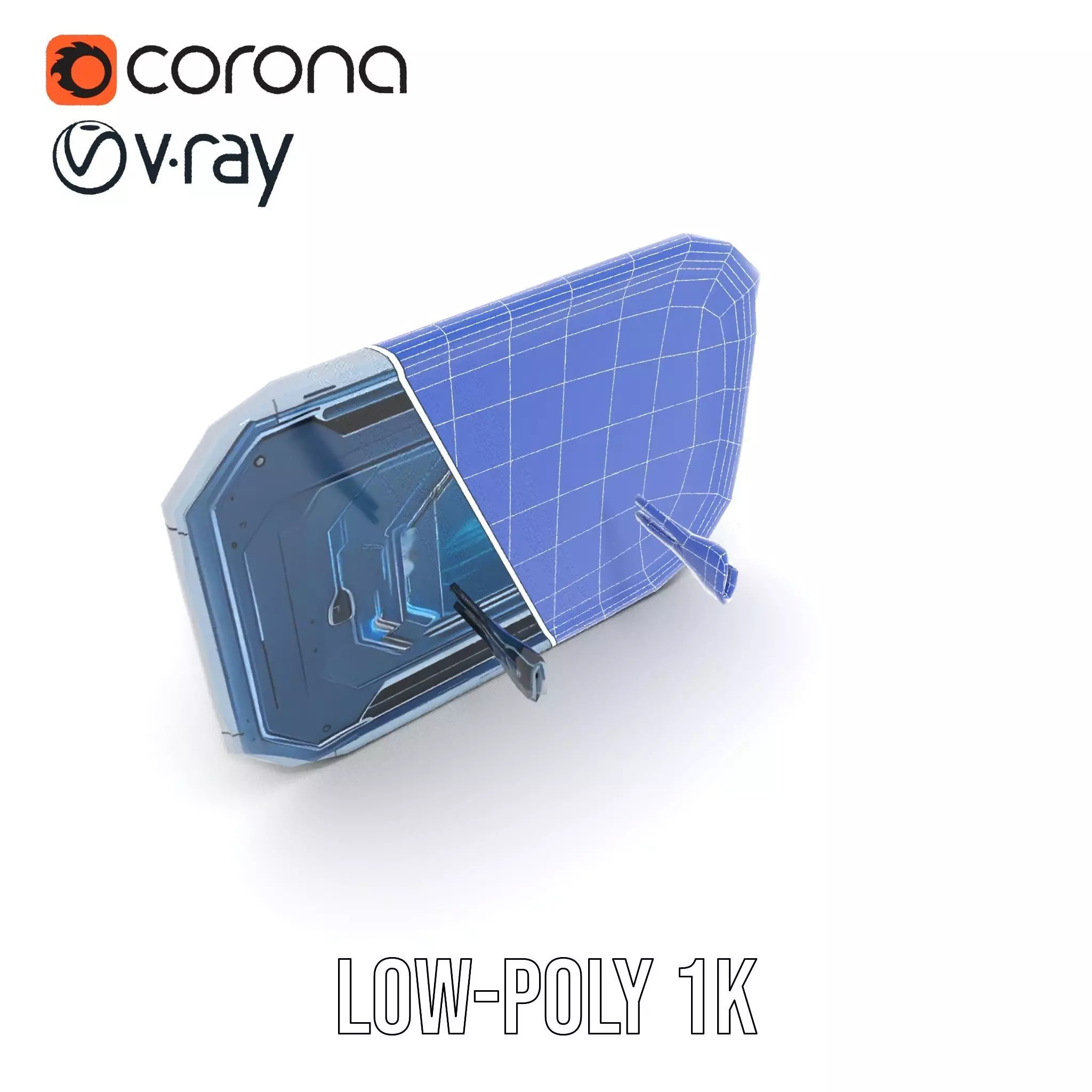 Futuristic Control Panel with Blue Neon Lights Model Pack Low-poly 3D model_29