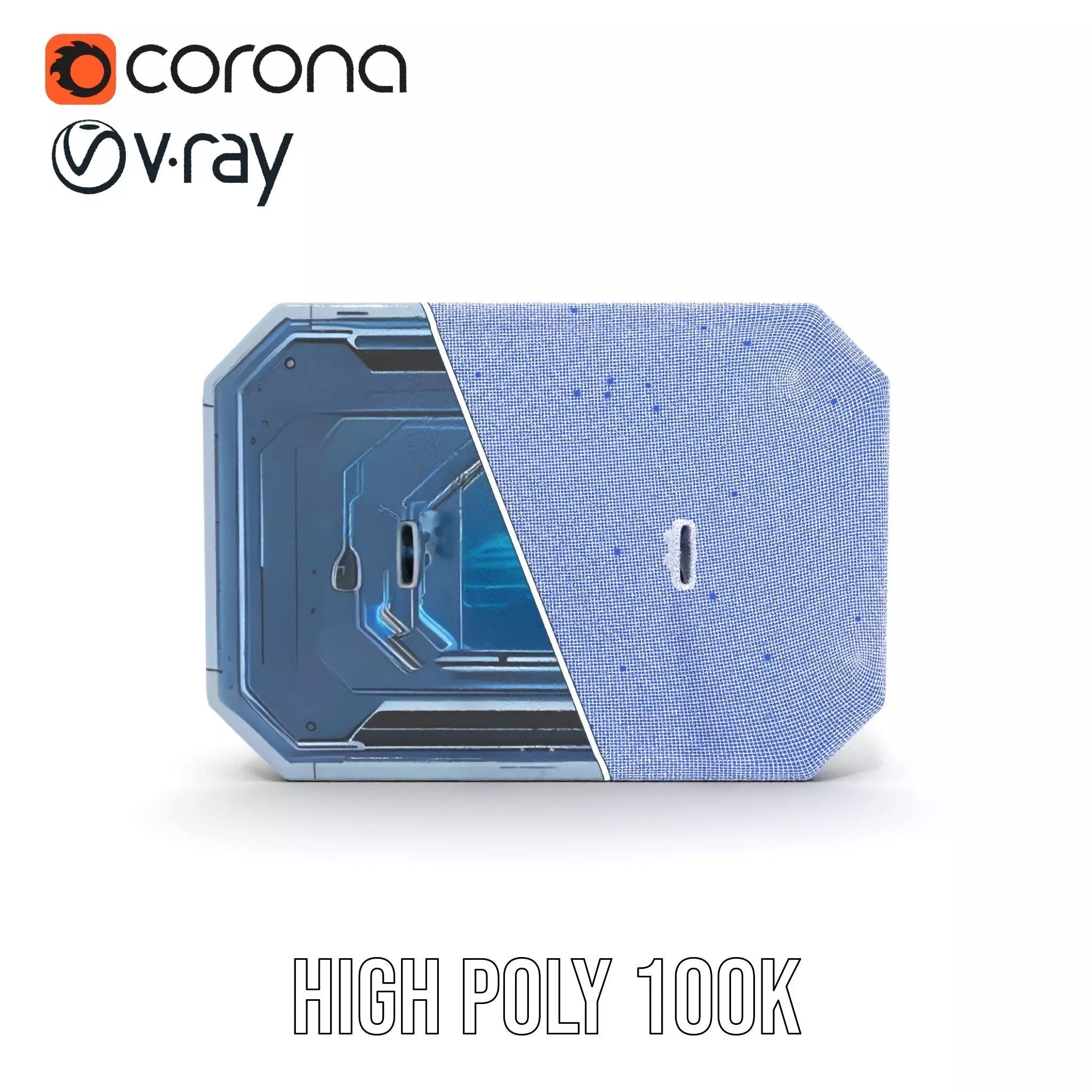 Futuristic Control Panel with Blue Neon Lights Model Pack Low-poly 3D model_35