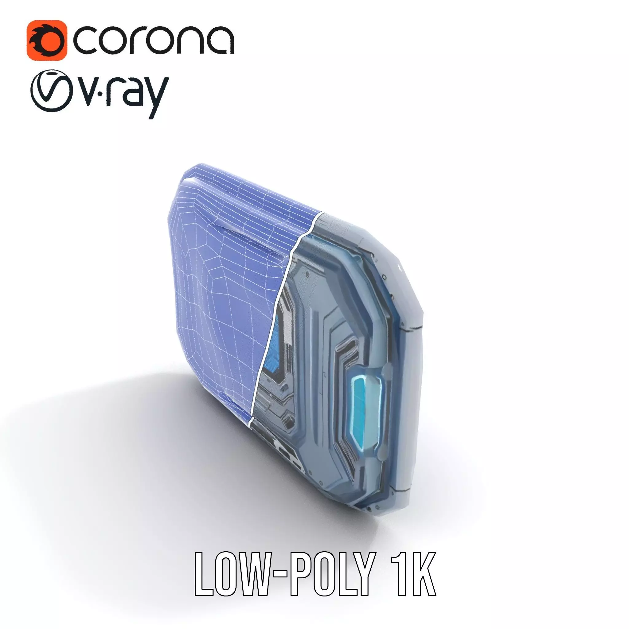 Futuristic Control Panel with Blue Neon Lights Model Pack Low-poly 3D model_32