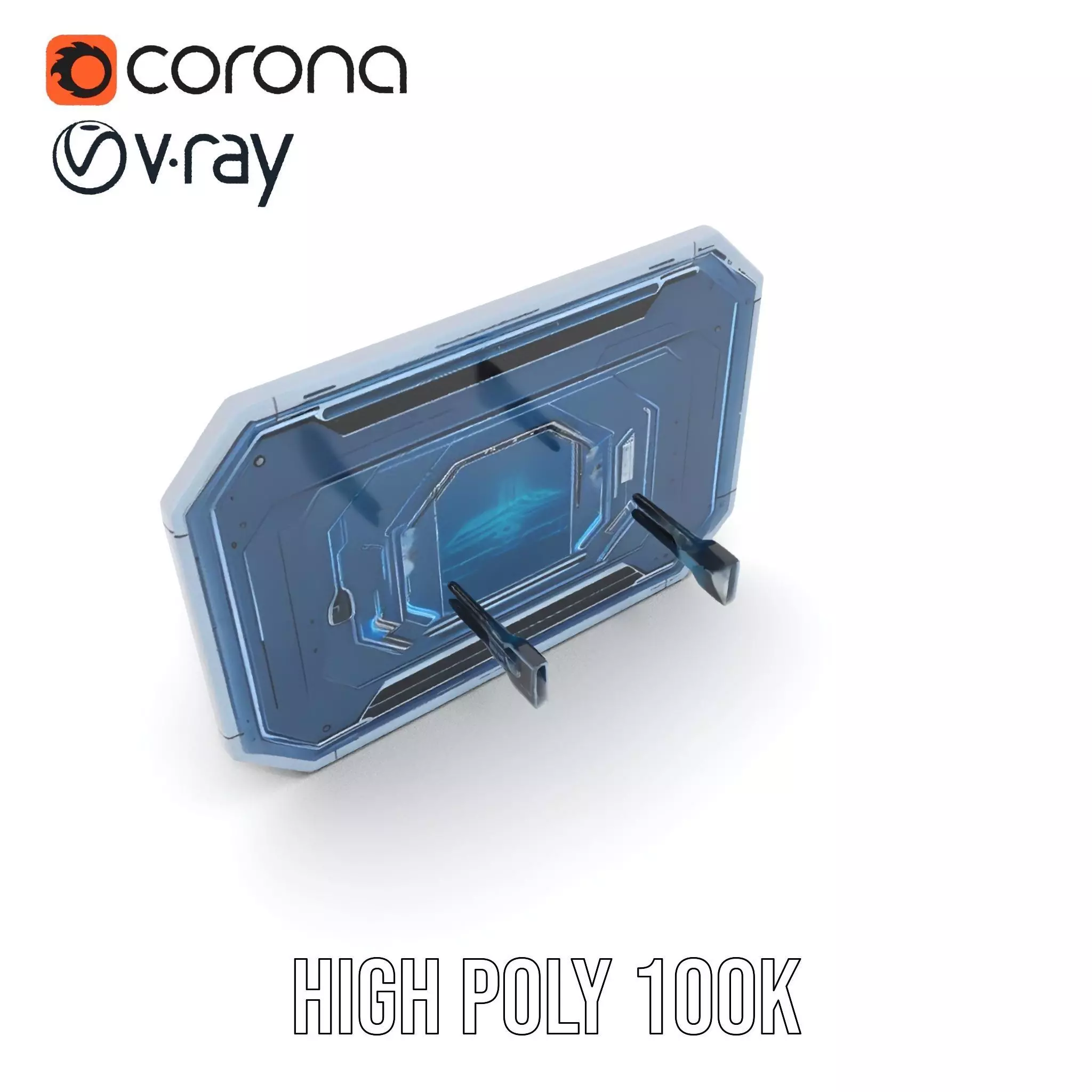 Futuristic Control Panel with Blue Neon Lights Model Pack Low-poly 3D model_24