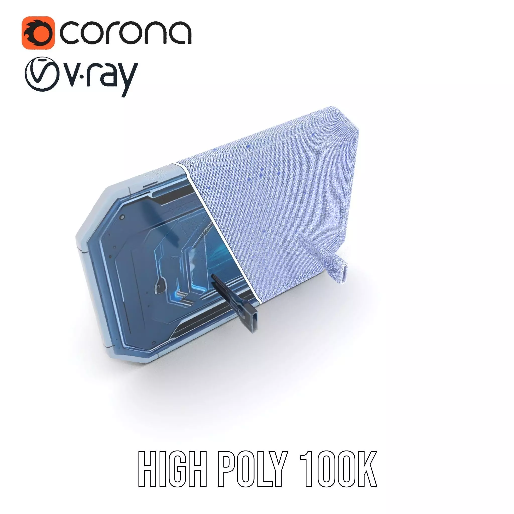 Futuristic Control Panel with Blue Neon Lights Model Pack Low-poly 3D model_30