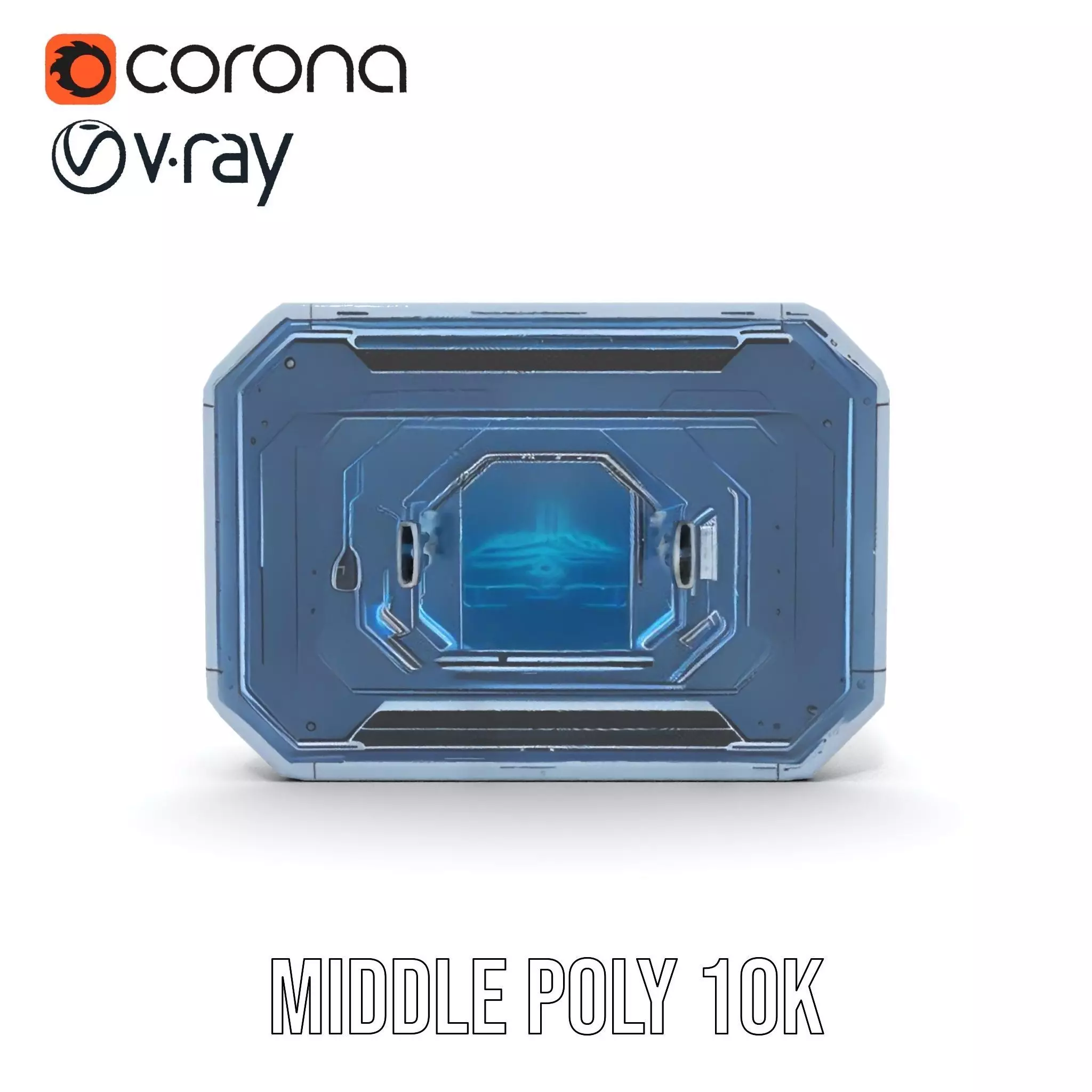 Futuristic Control Panel with Blue Neon Lights Model Pack Low-poly 3D model_19