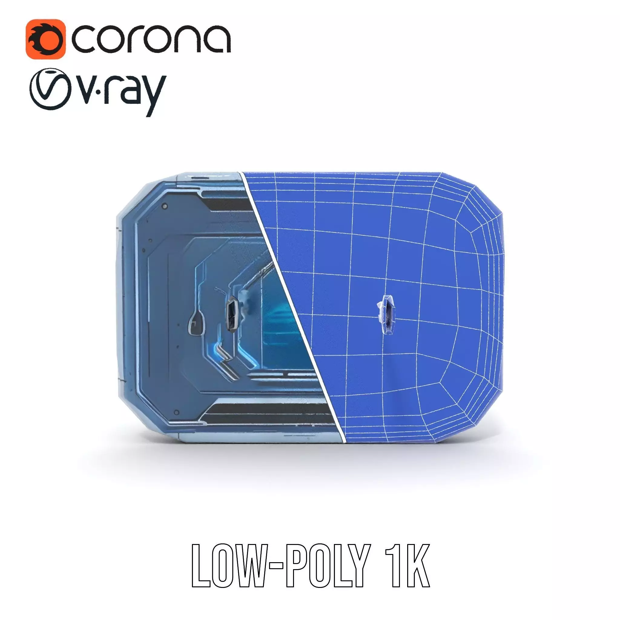 Futuristic Control Panel with Blue Neon Lights Model Pack Low-poly 3D model_15